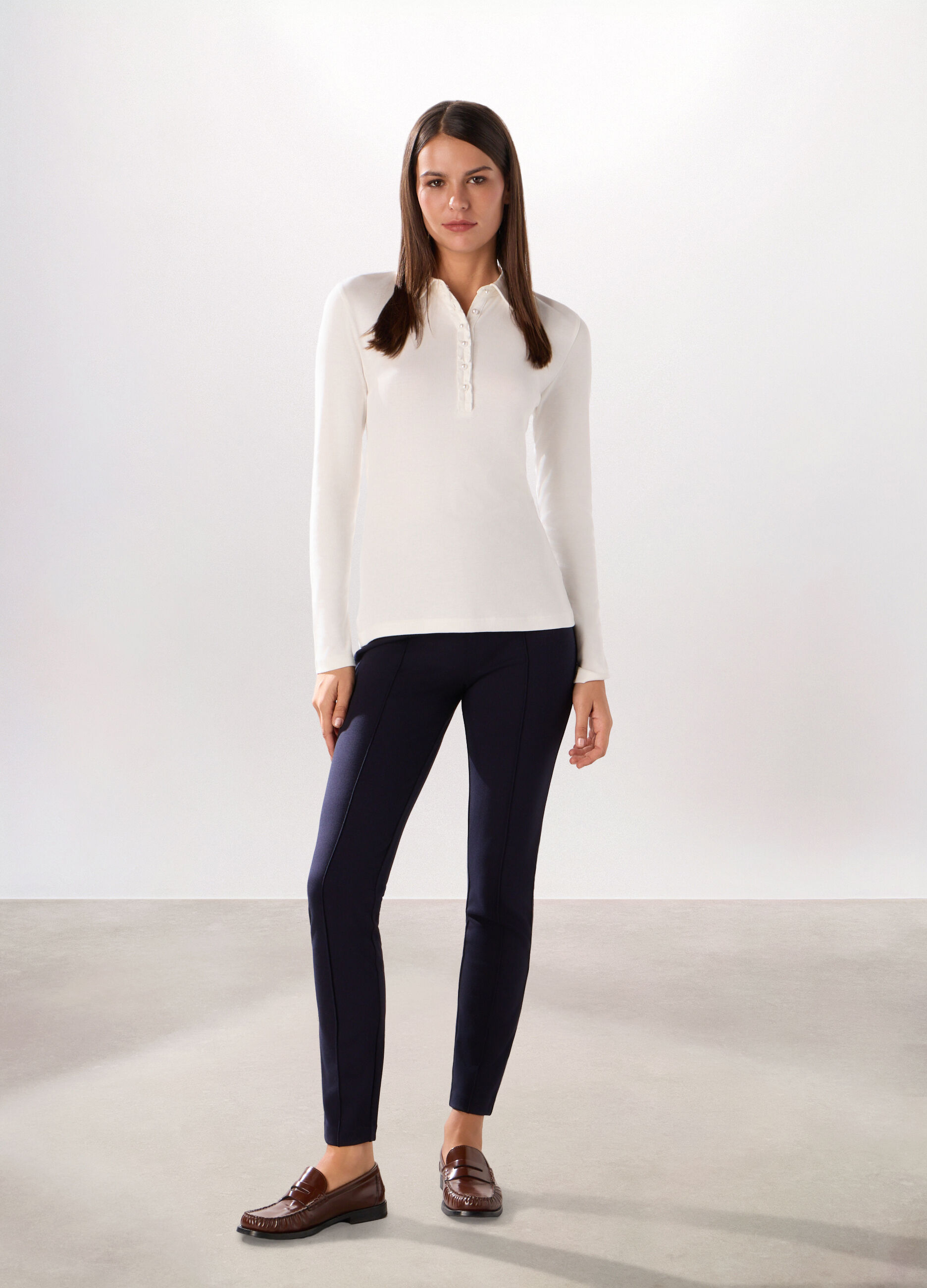 Pantaloni lunghi in punto Milano donna_0