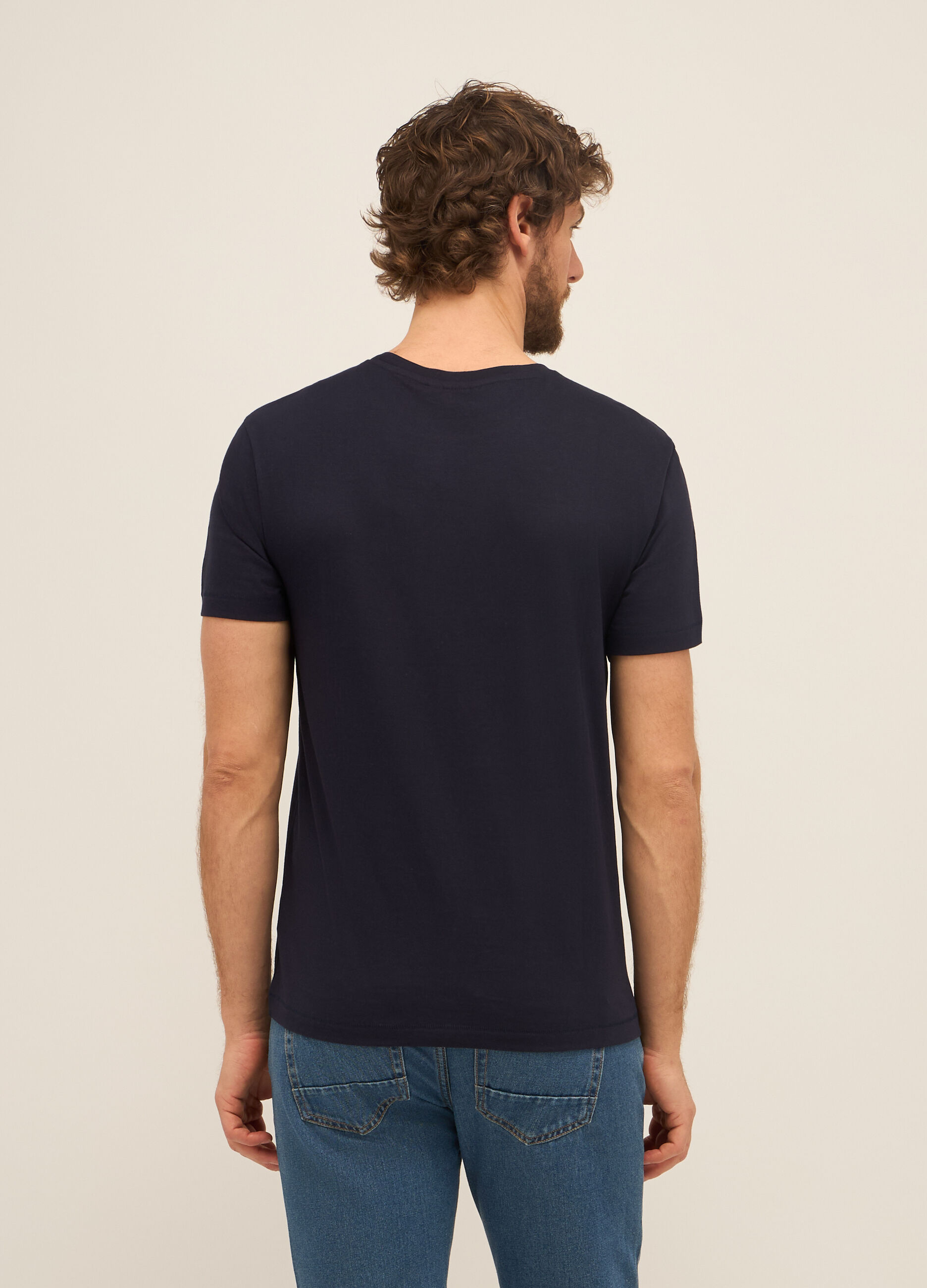 T-shirt girocollo in puro cotone con stampa uomo_1