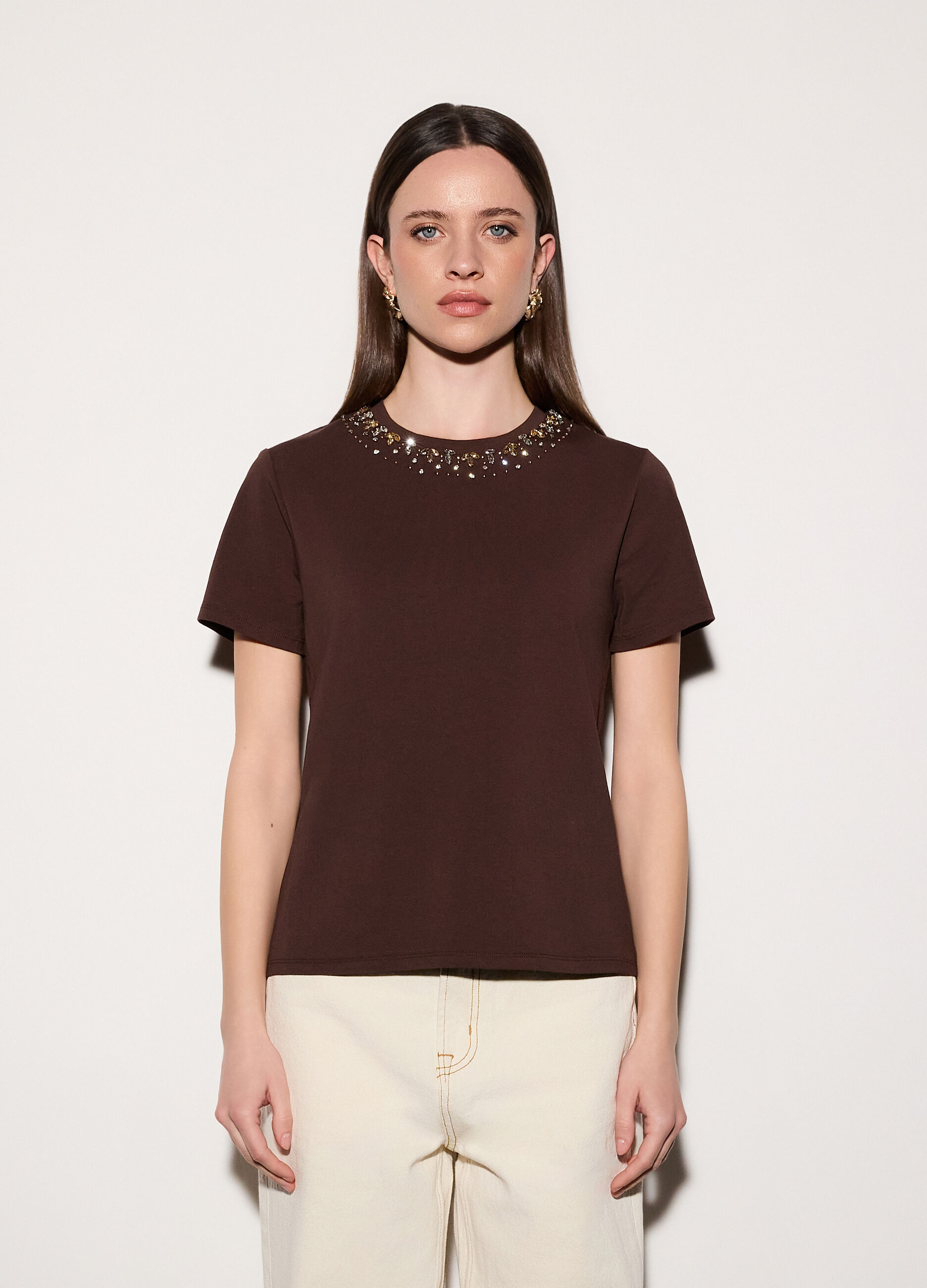 T-shirt girocollo stretch donna_1