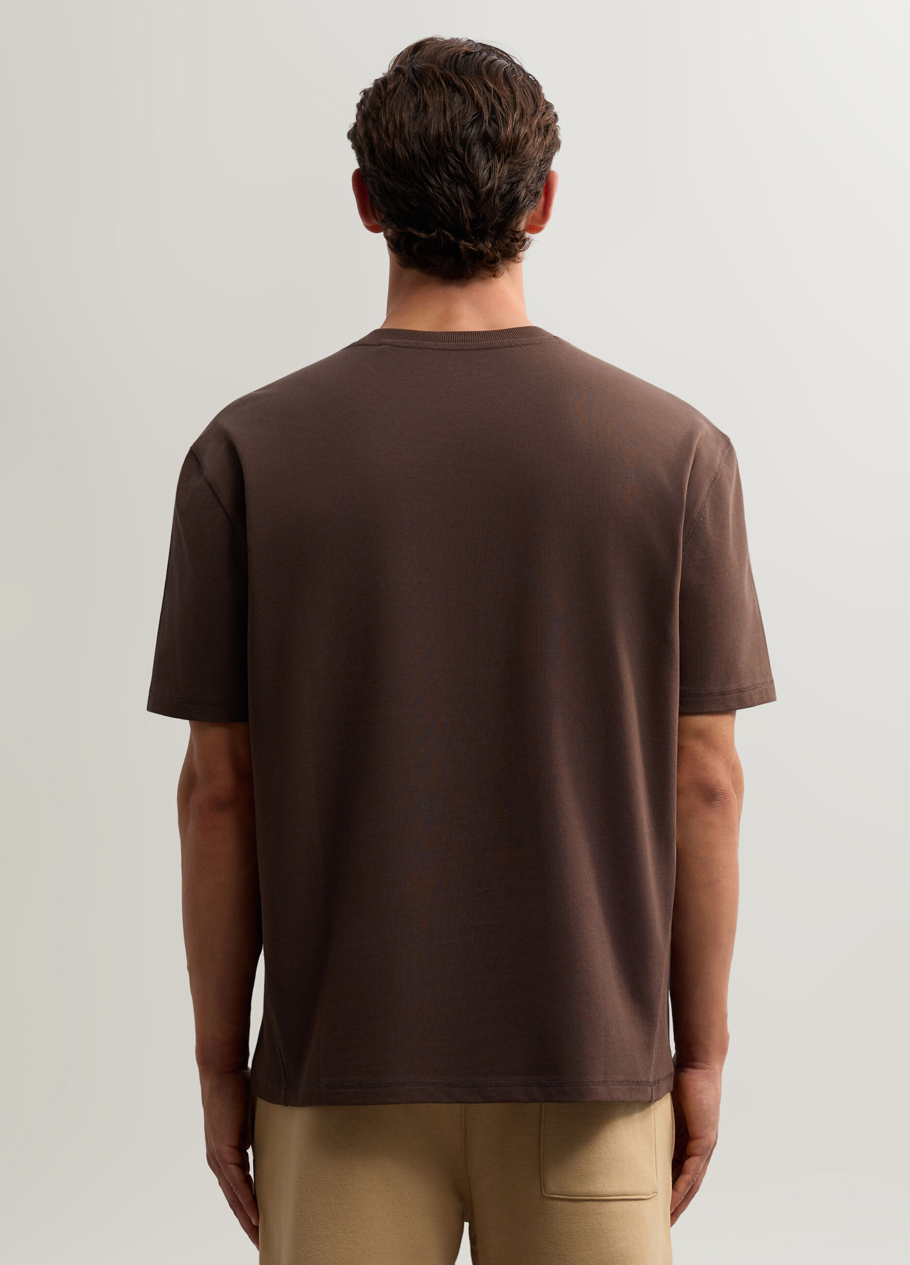 T-shirt con girocollo a costine in cotone uomo_1