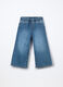 Pantaloni wide leg in denim di puro cotone bambina_0