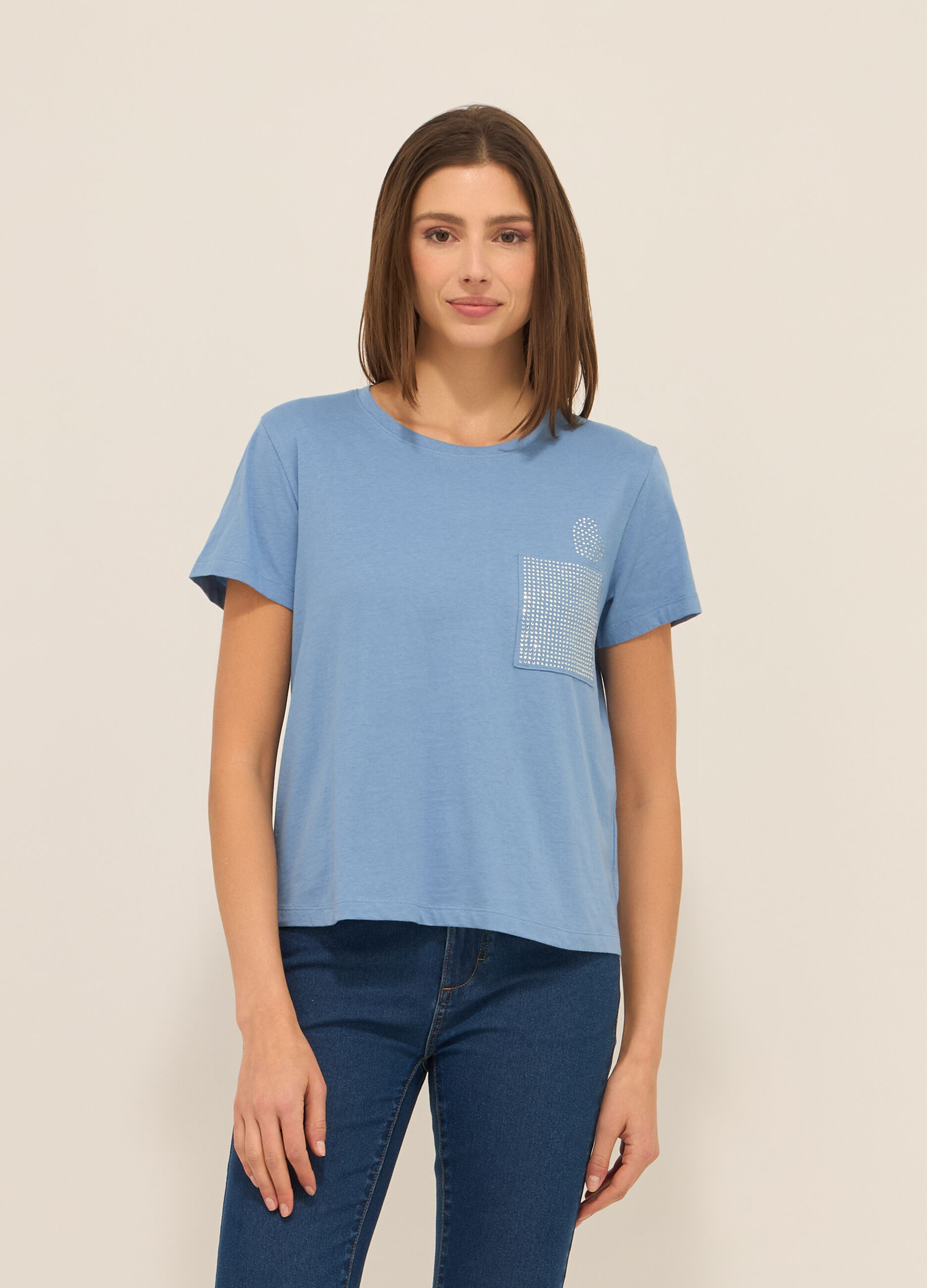 T-shirt in jersey di puro cotone donna_0