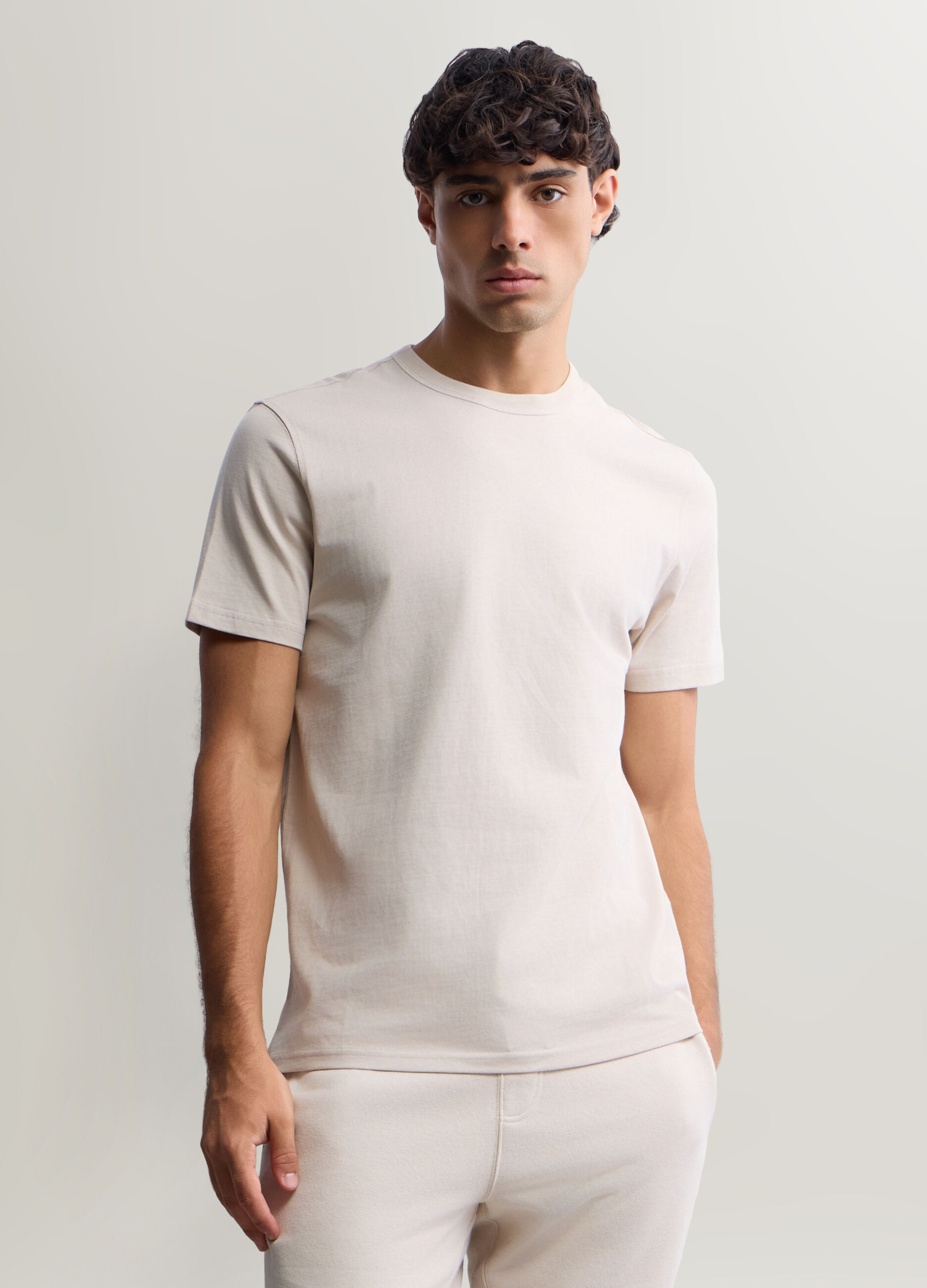 T-shirt girocollo in interlock di cotone uomo_0