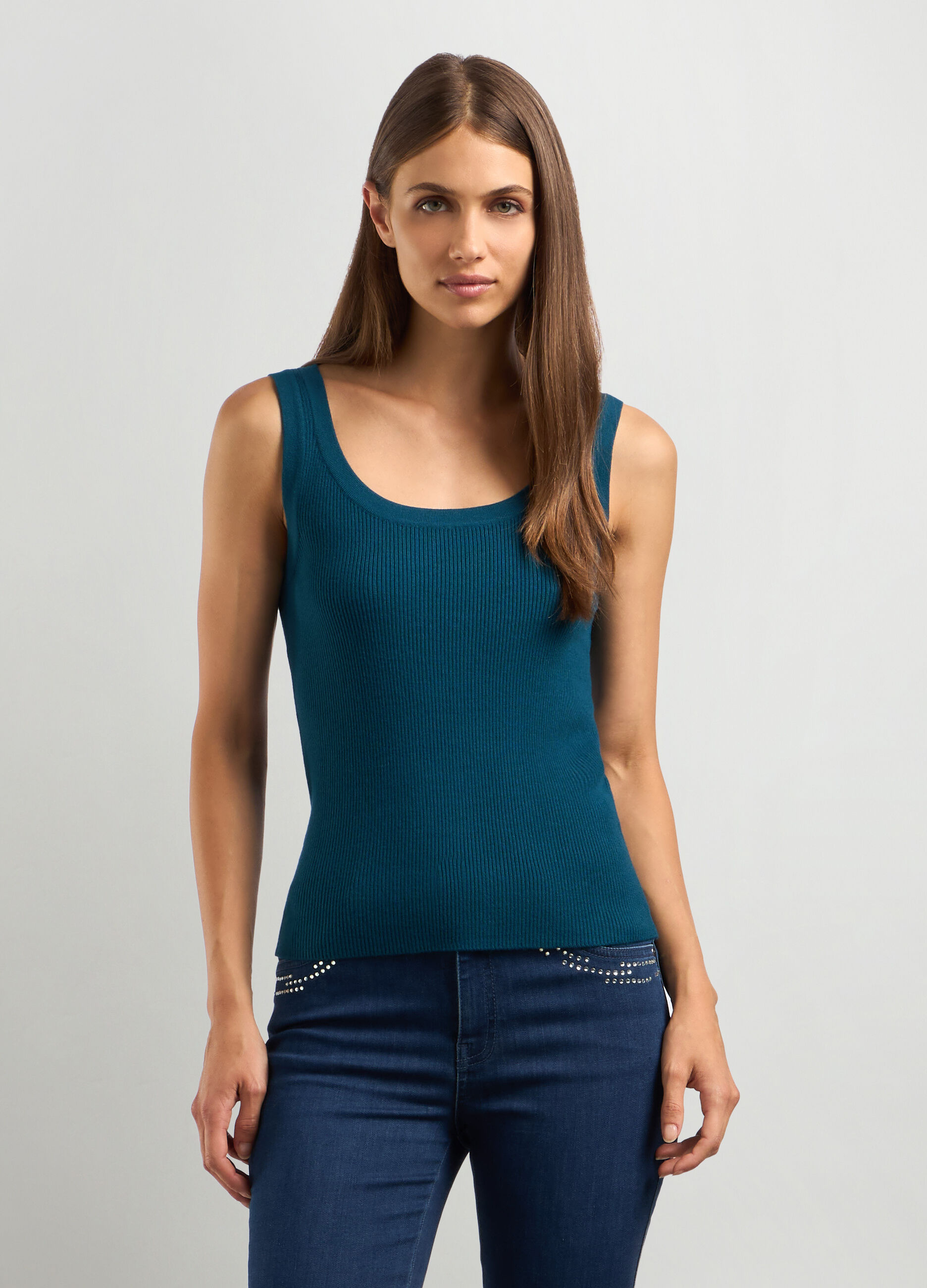 Canotta tricot in costina di misto viscosa donna_0