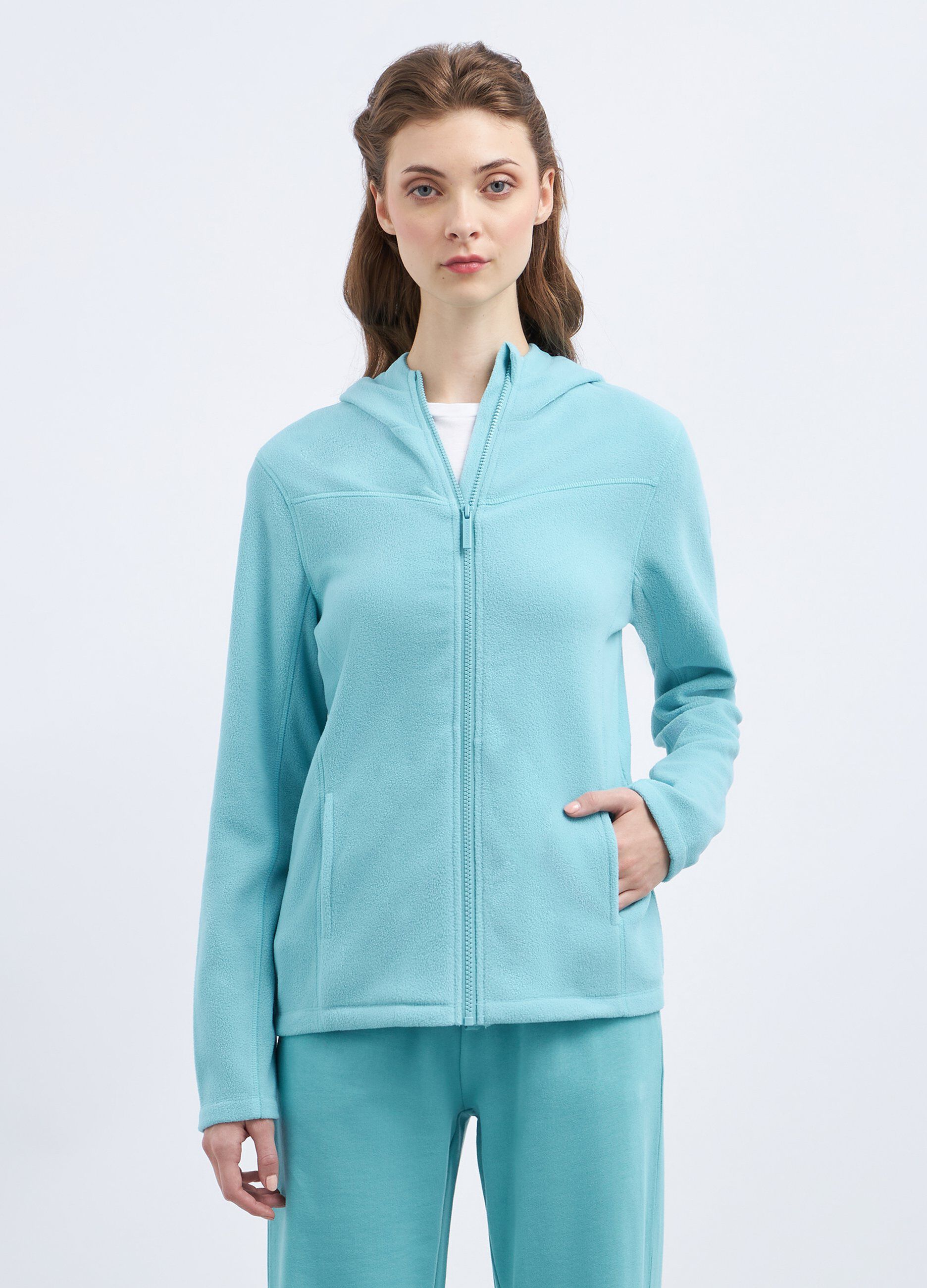Felpa in pile full zip donna_0