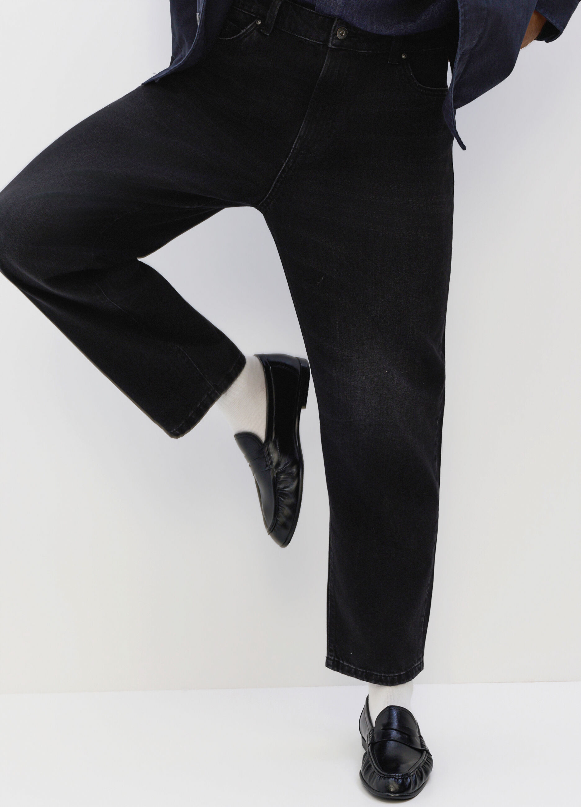Jeans regular fit in denim di cotone e lyocell uomo_3