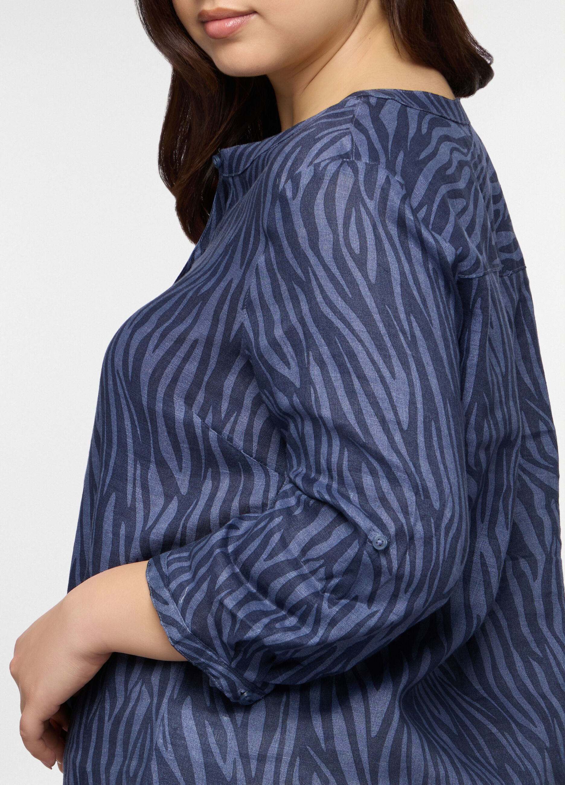 Blusa Fit Regular con scollo rotondo in puro lino donna curvy_2