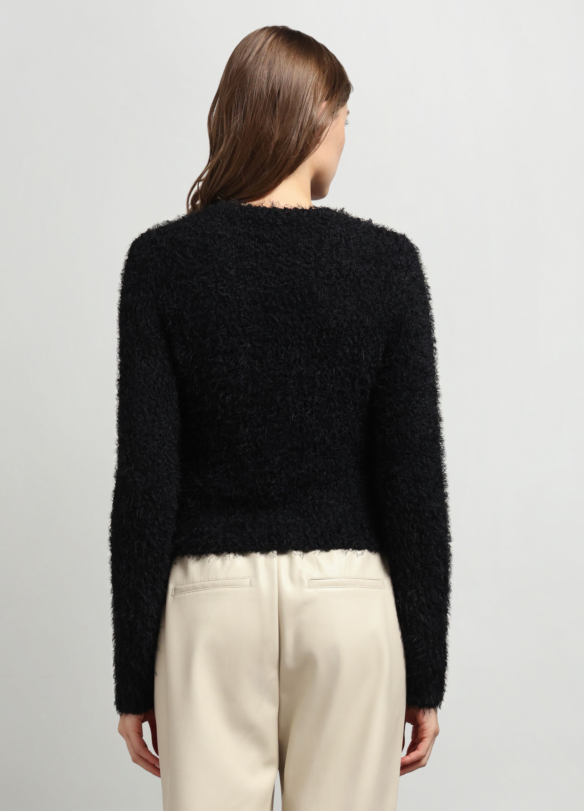 Pullover tricot effetto pelliccia donna_1