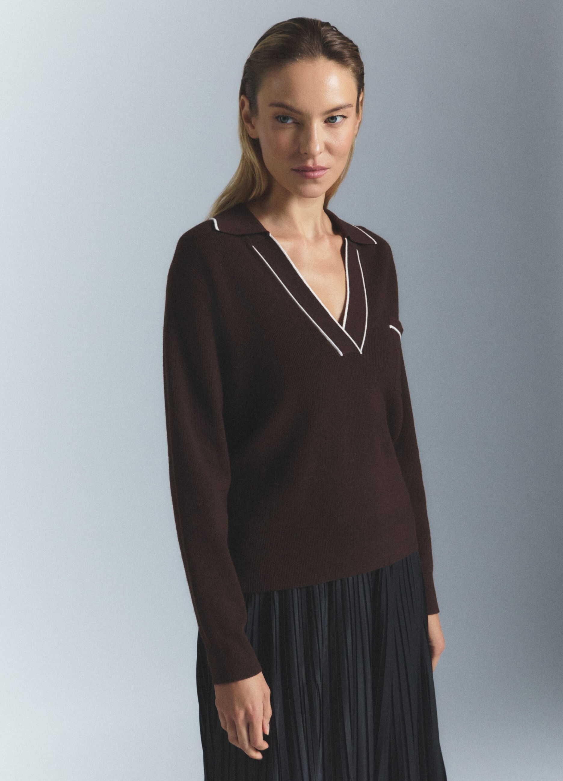 Polo in costina misto lana donna_1