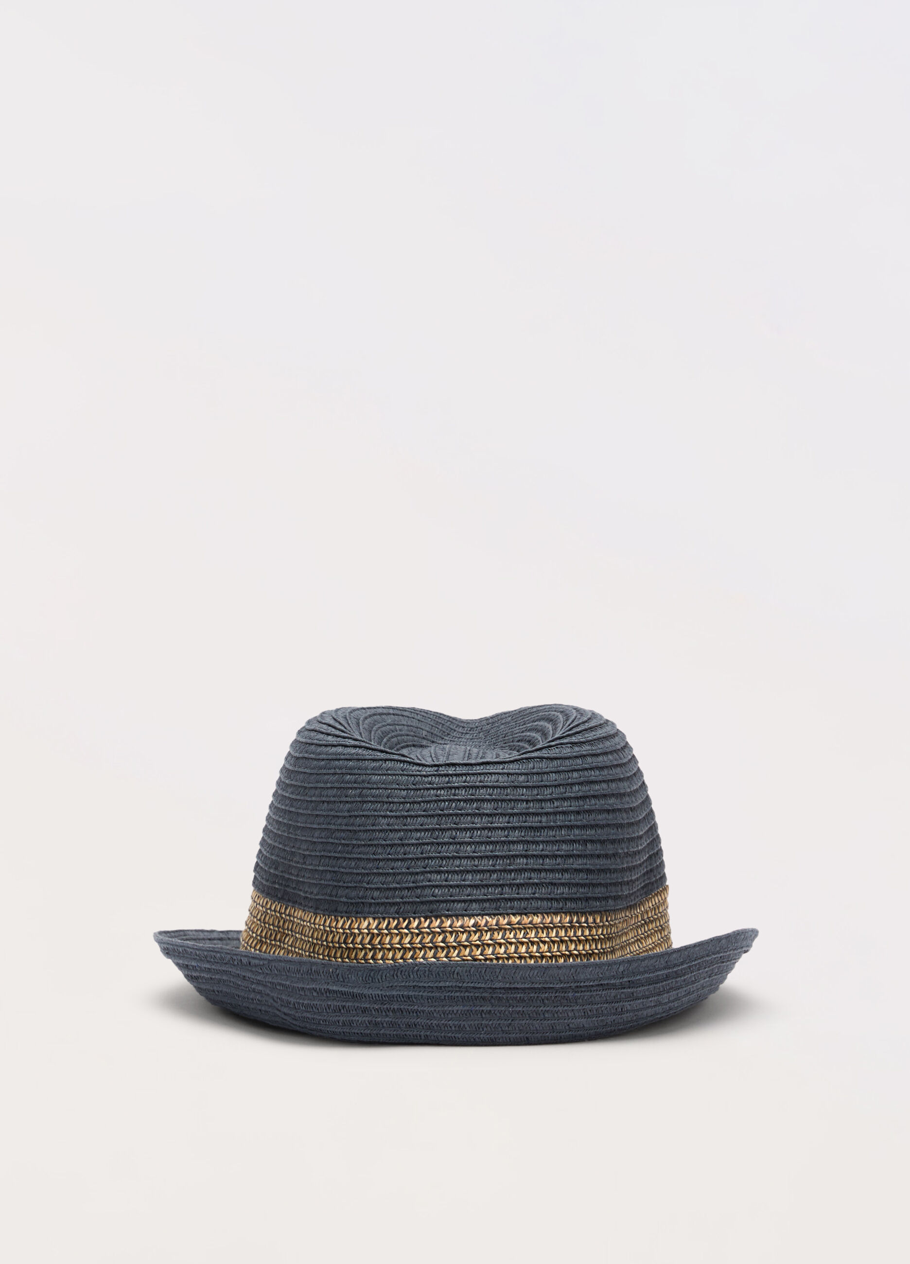 Cappello in paglia con fascia a contrasto uomo_1