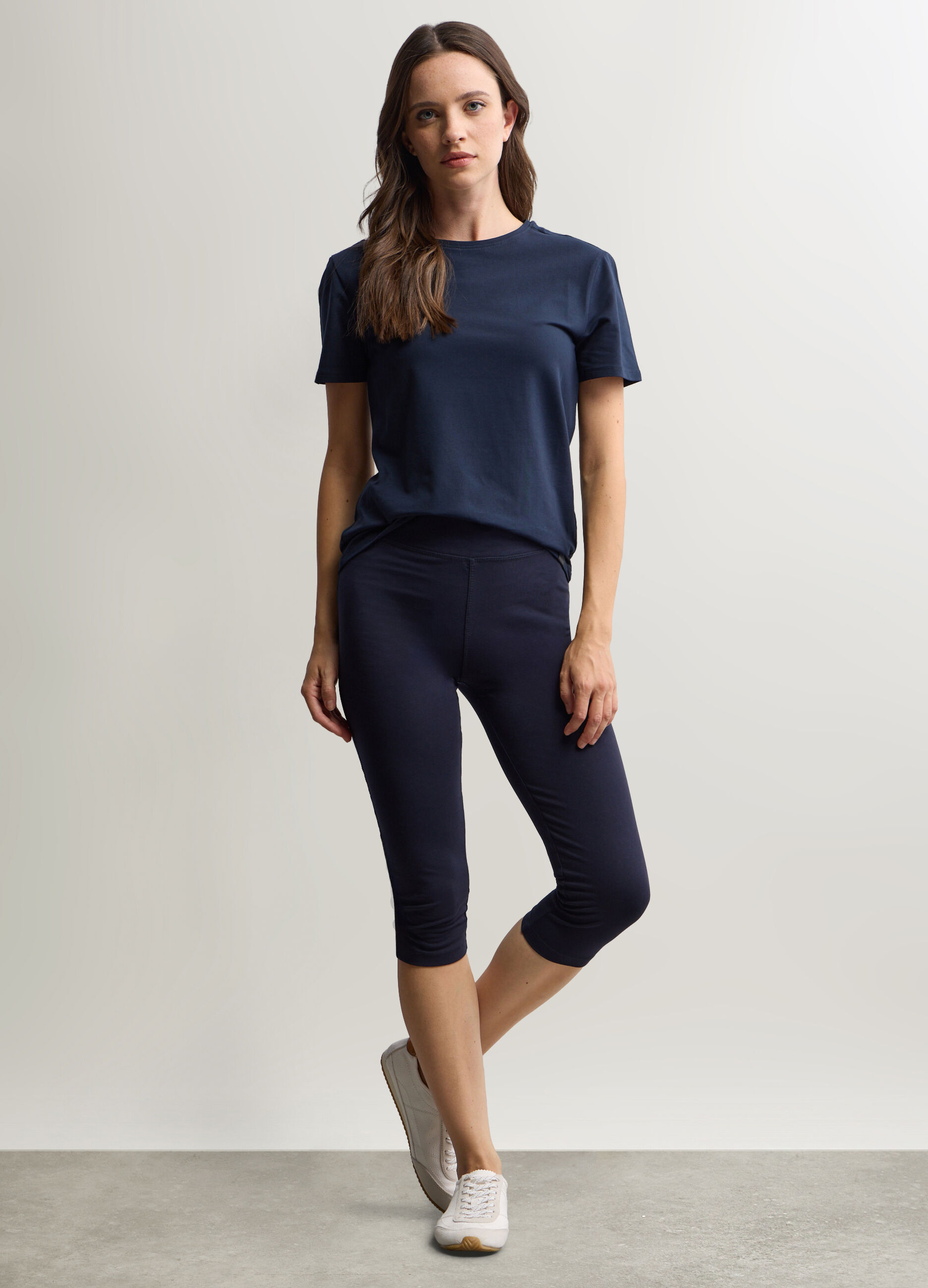 Leggings Capri Slim Fit in jersey di cotone stretch donna_0