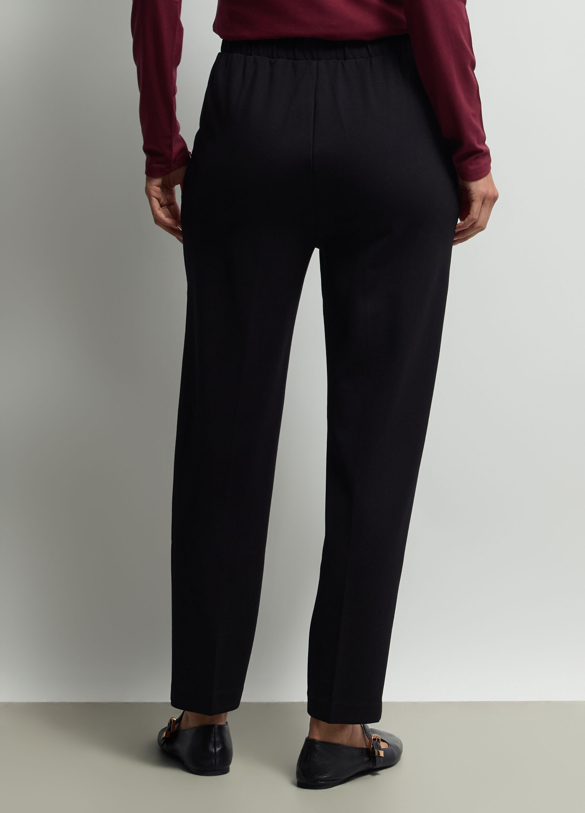 Pantalone Comfort Fit in Punto Milano misto viscosa stretch donna _2