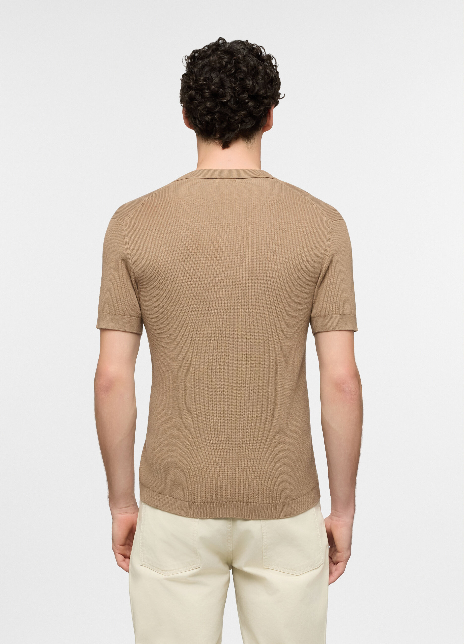 Polo a maniche corte in cotone a costine uomo_1