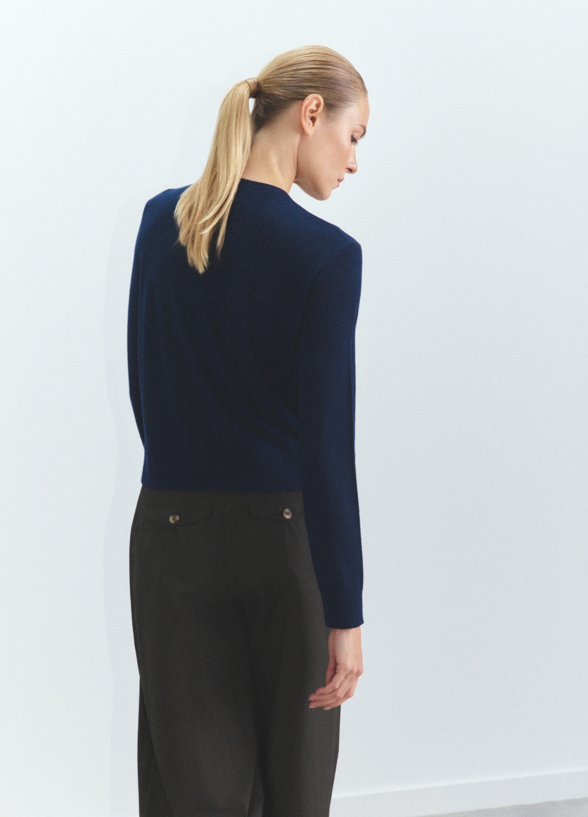 Cardigan girocollo rasato donna_2