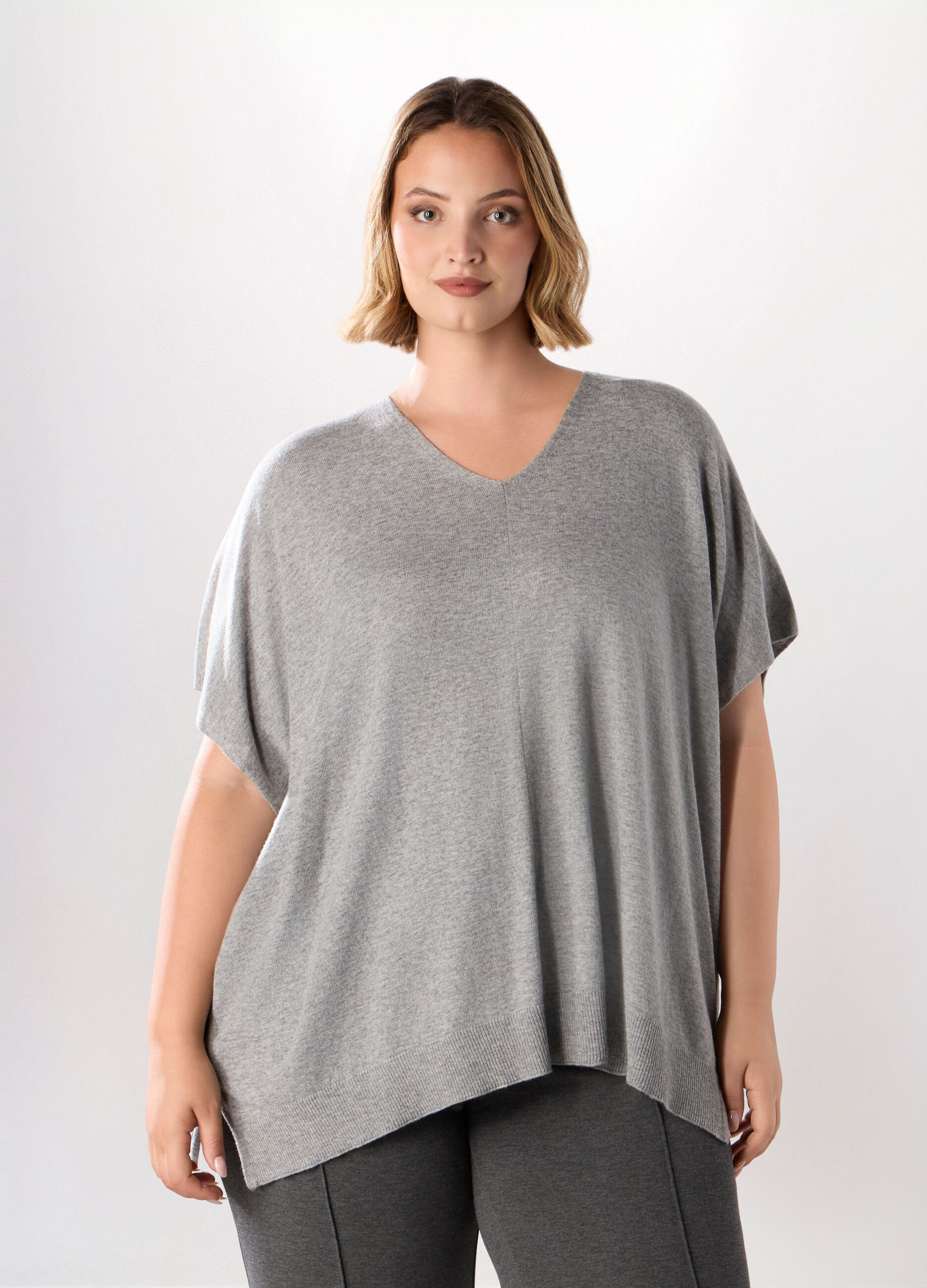 Maglia poncho in misto lana donna curvy_0