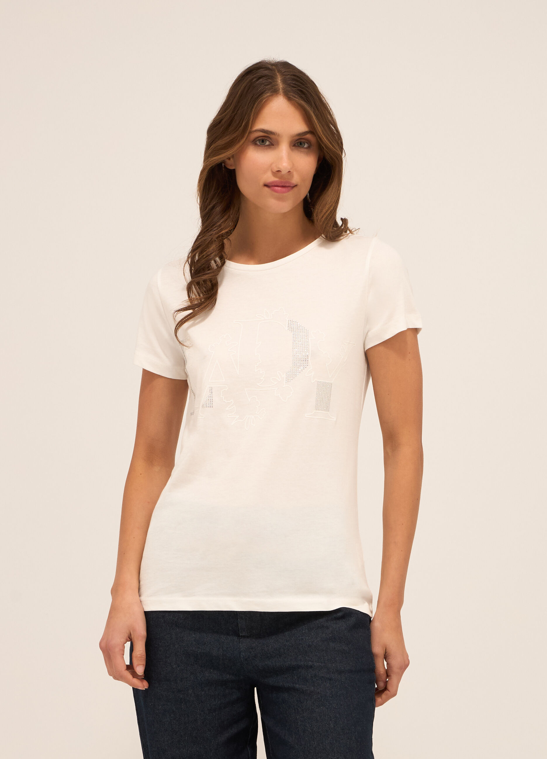 T-shirt in jersey di puro cotone donna_0