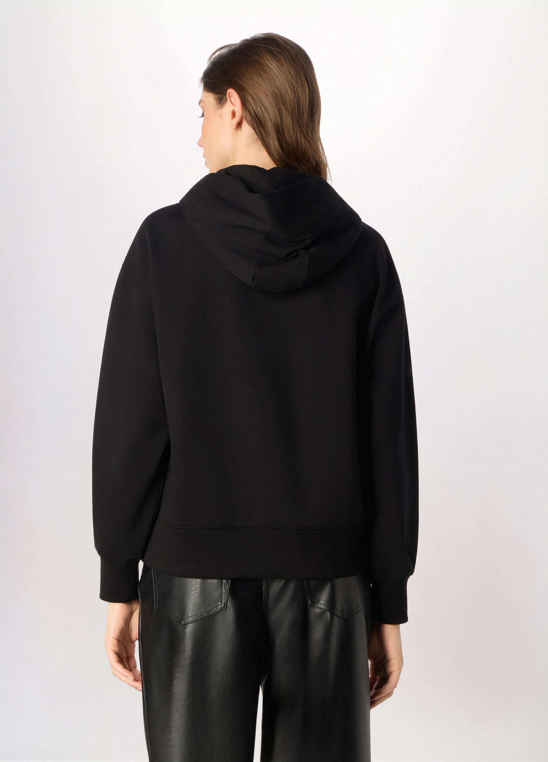 Felpa misto cotone con cappuccio donna_1