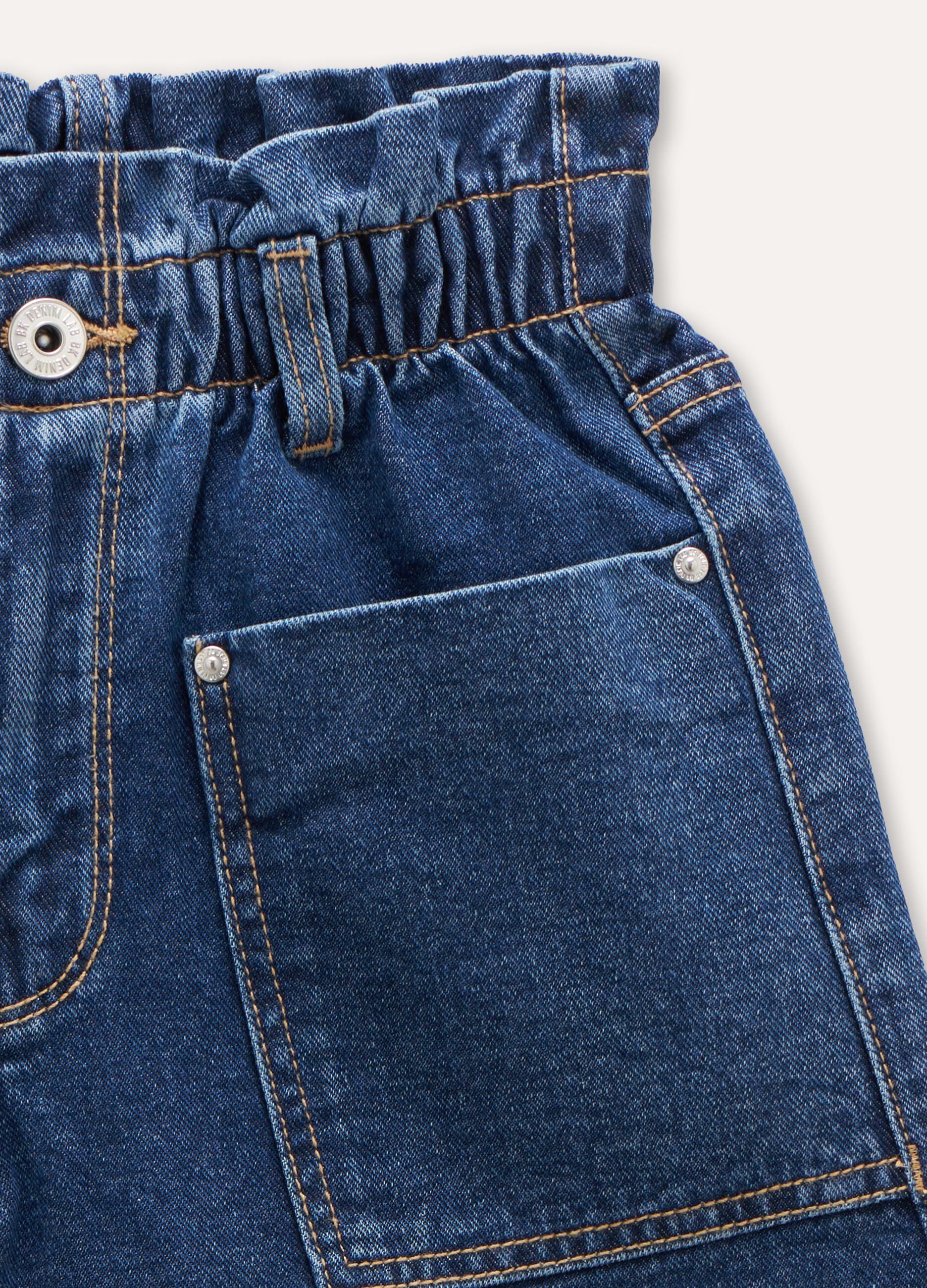 Shorts in denim di puro cotone ragazza_1