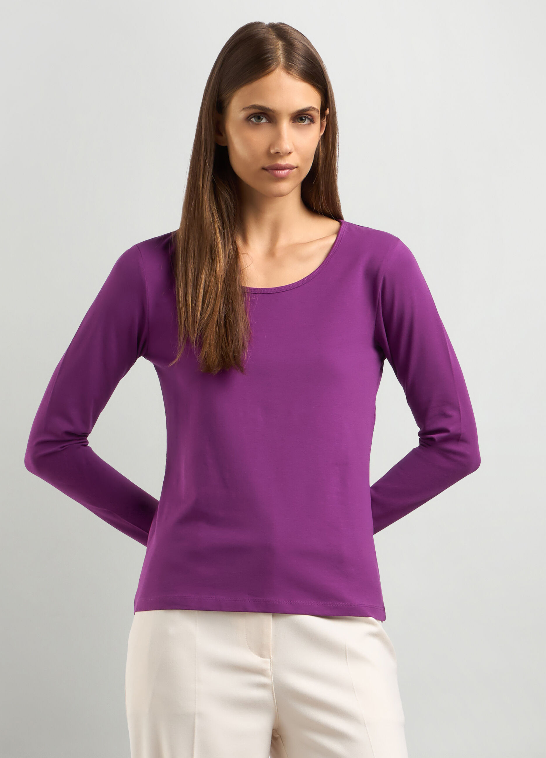 T-shirt in cotone stretch donna_0