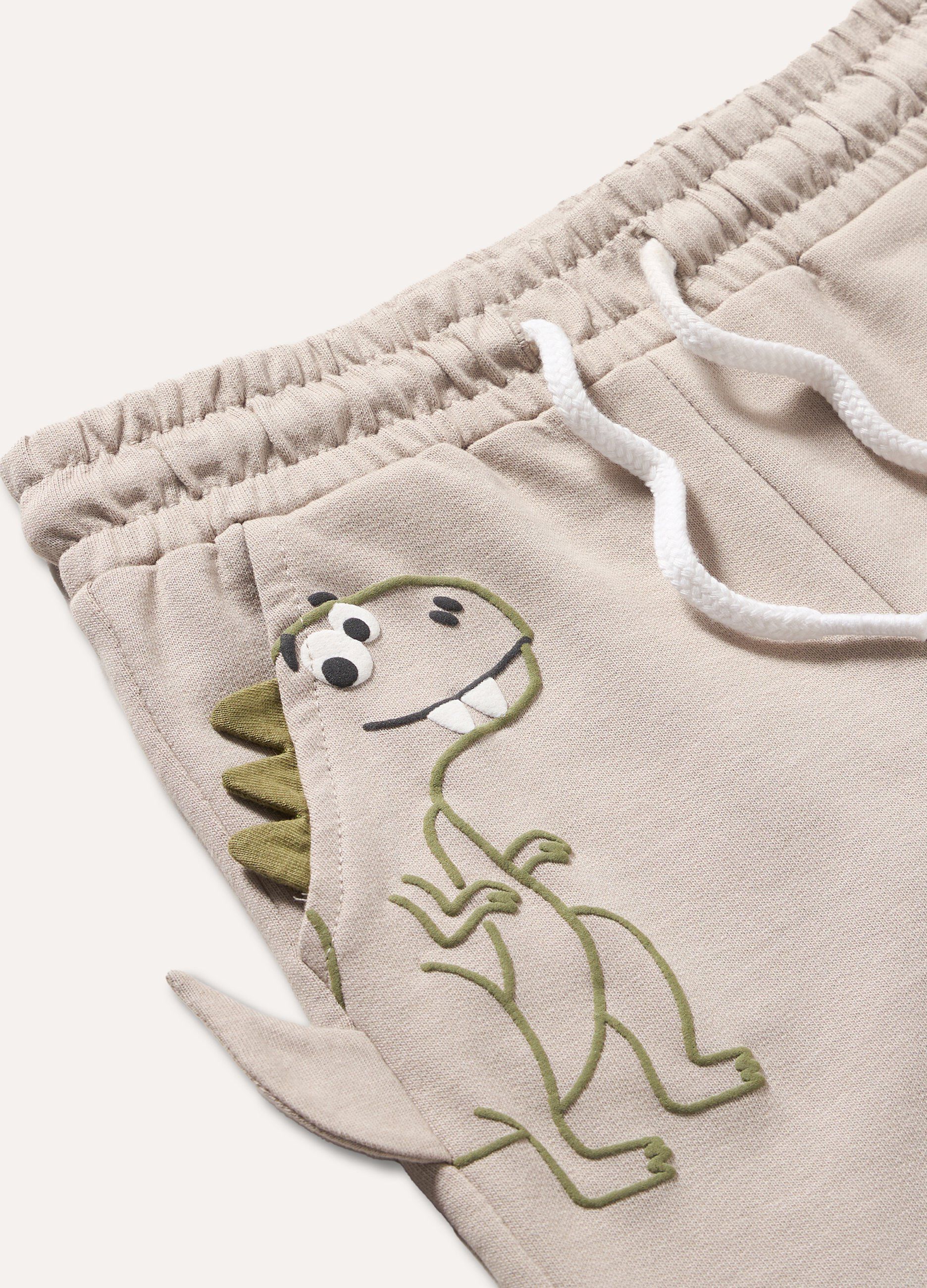 Joggers in felpa di puro cotone con applicazioni 3D neonato
