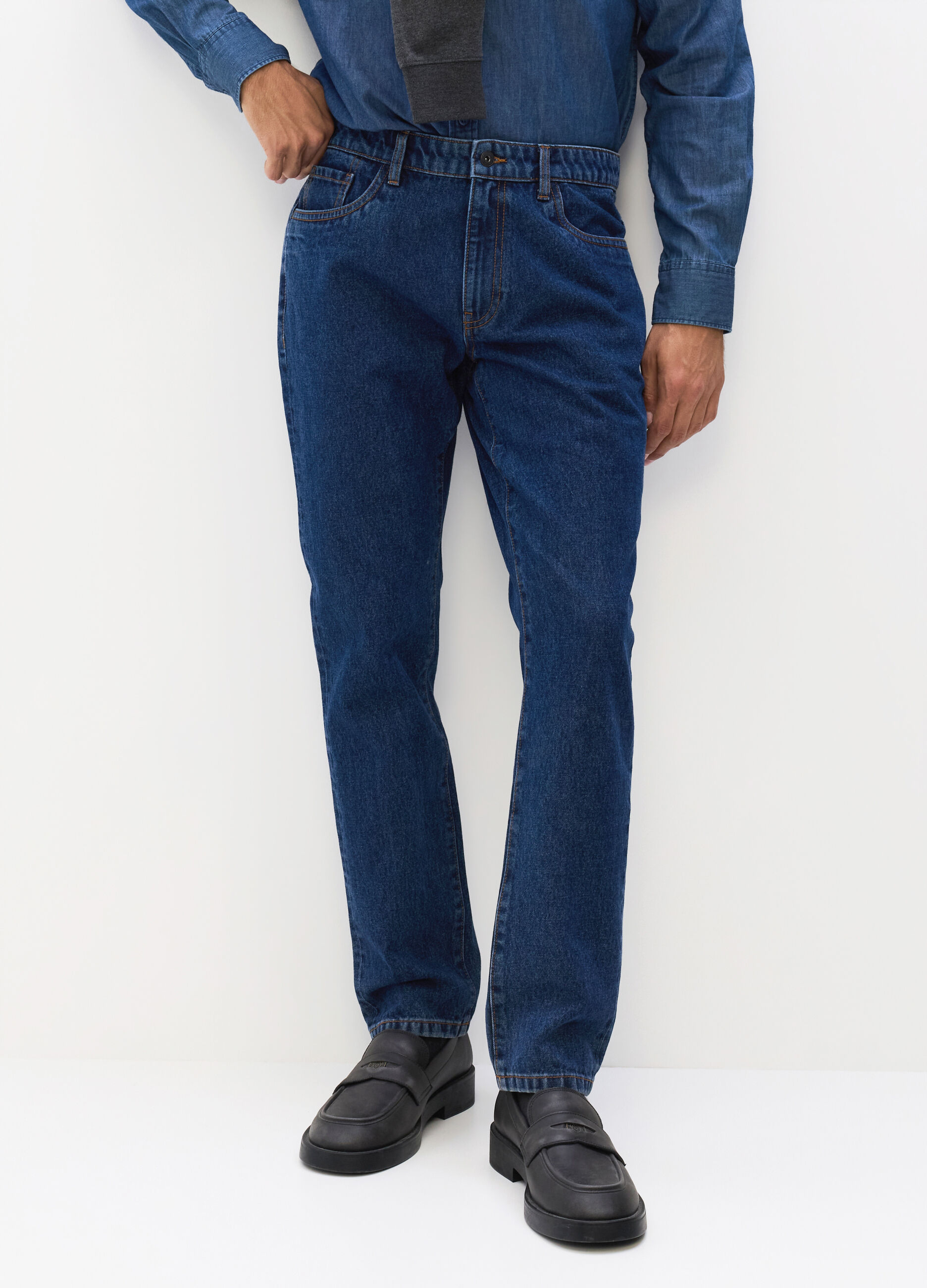 Jeans slim fit in denim di cotone uomo_1