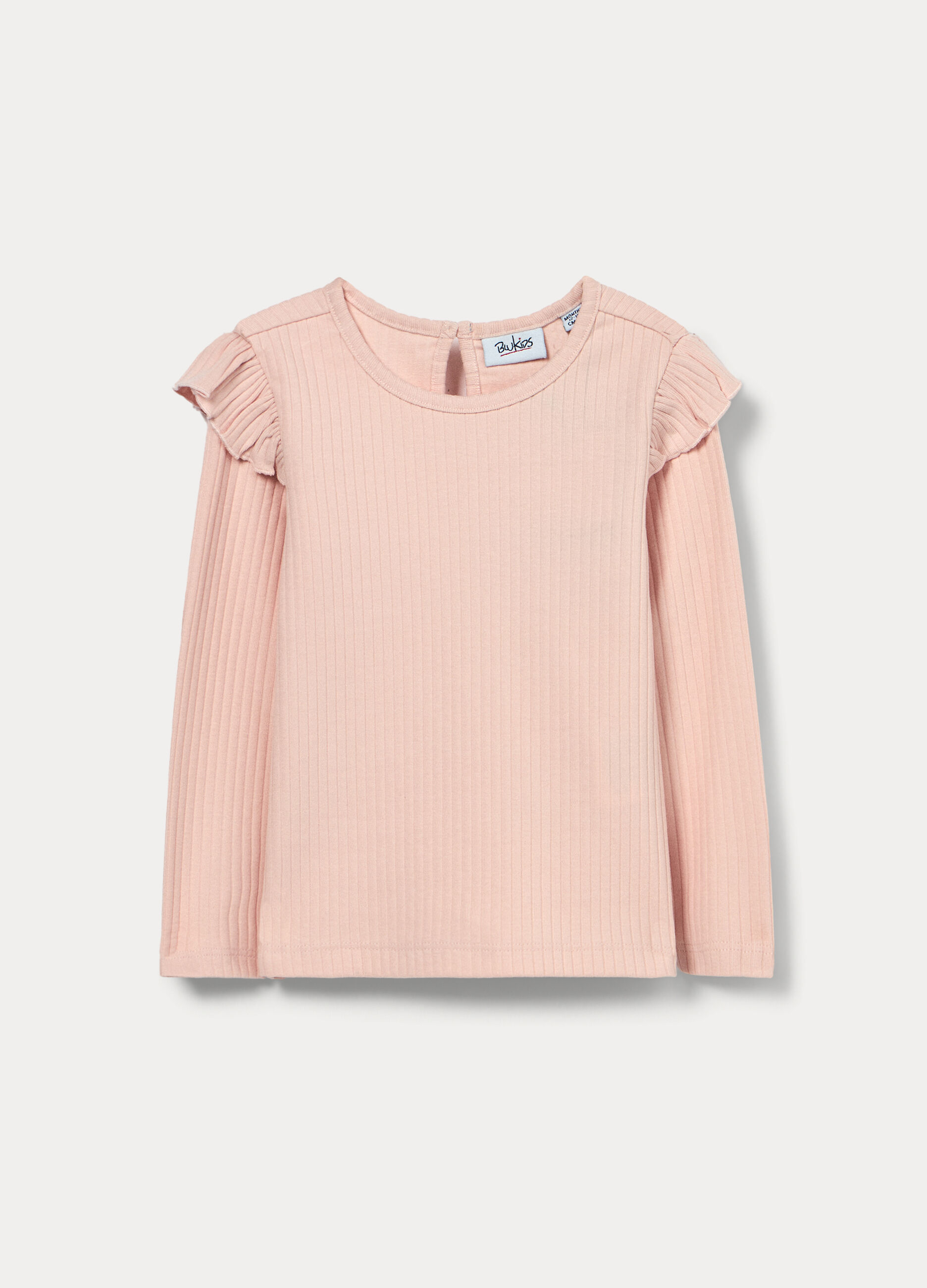 T-shirt in costina di cotone stretch bimba_0