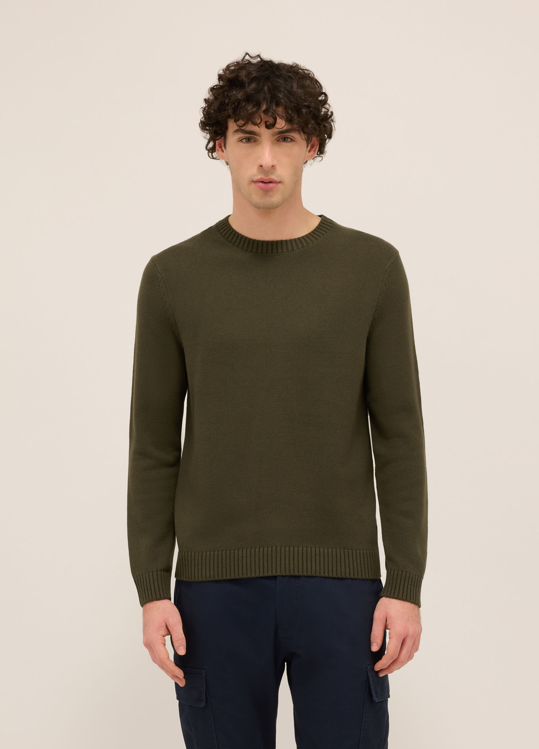 Maglione girocollo in misto cotone uomo_0