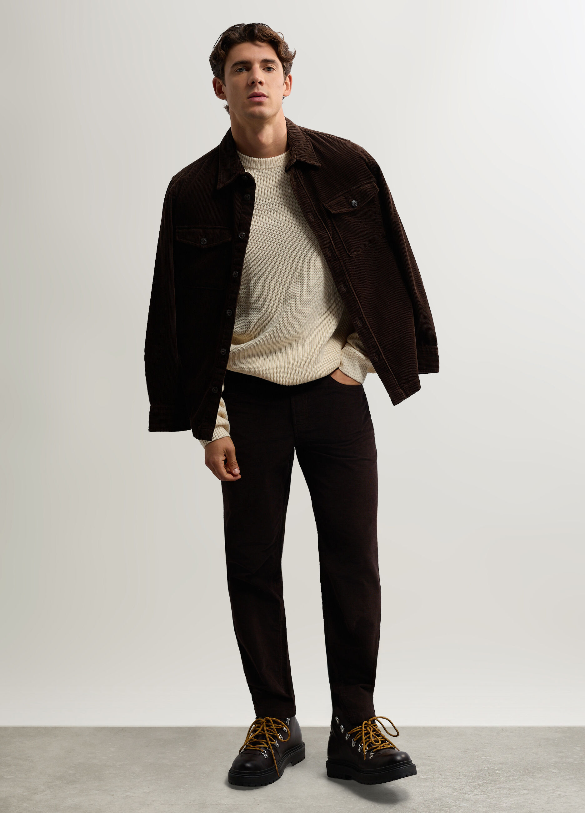 Pantalone cinque tasche in velluto di cotone stretch uomo_0