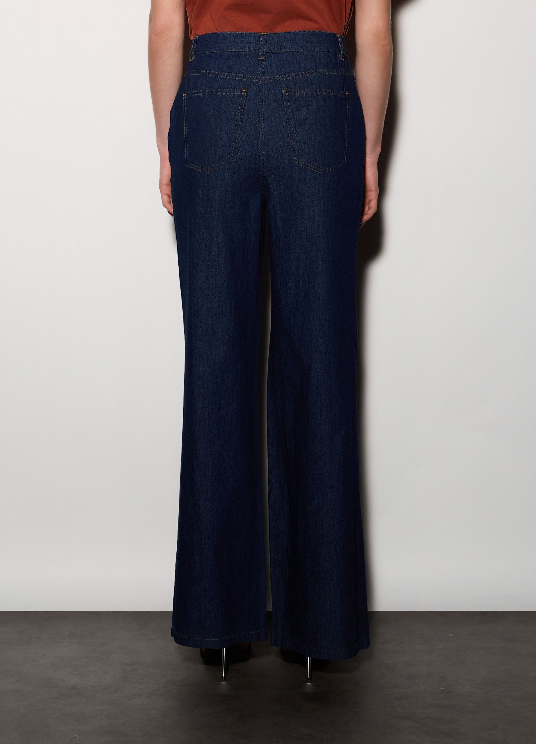 Pantaloni wide leg in denim donna_2