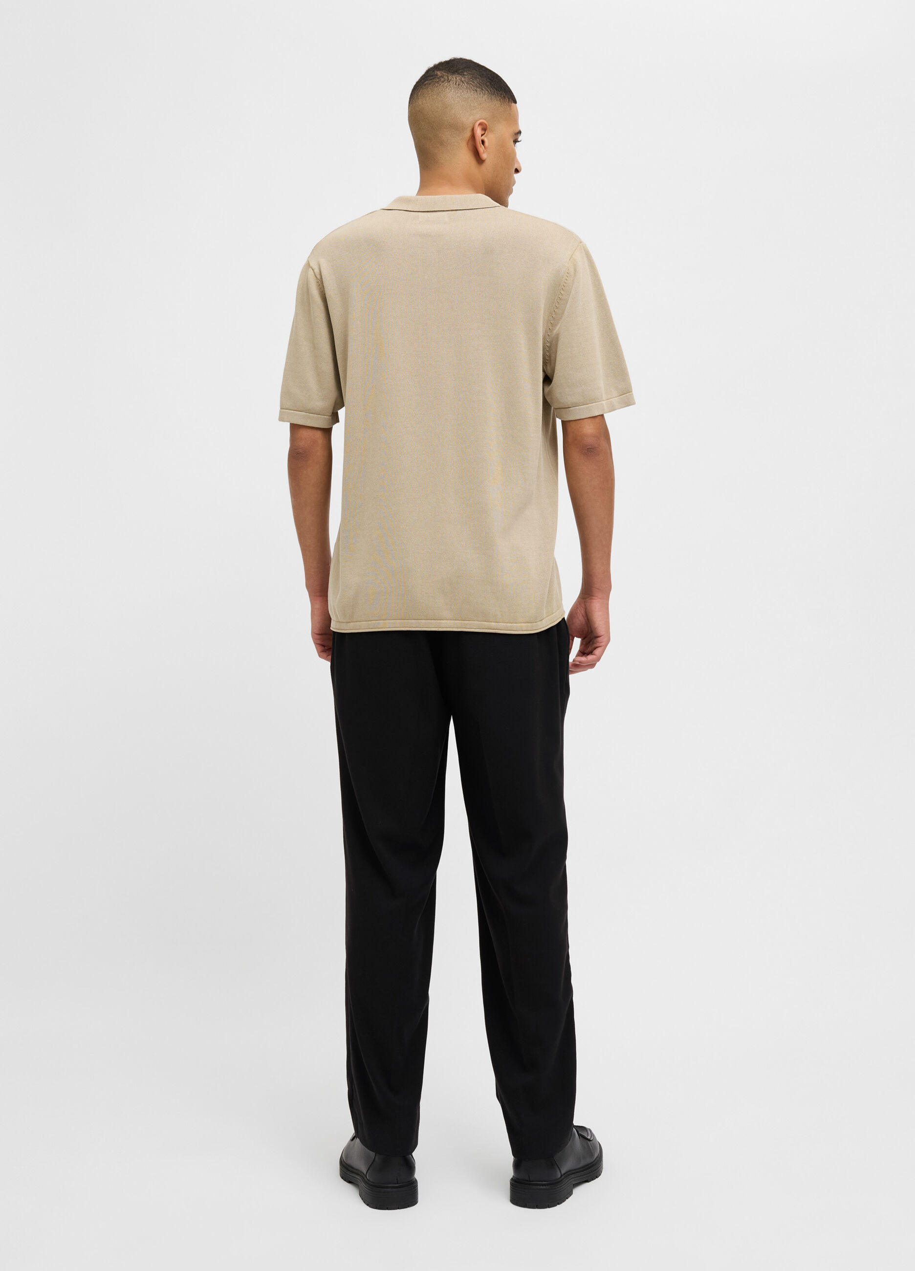 Pantalone con pince ed elastico uomo_1