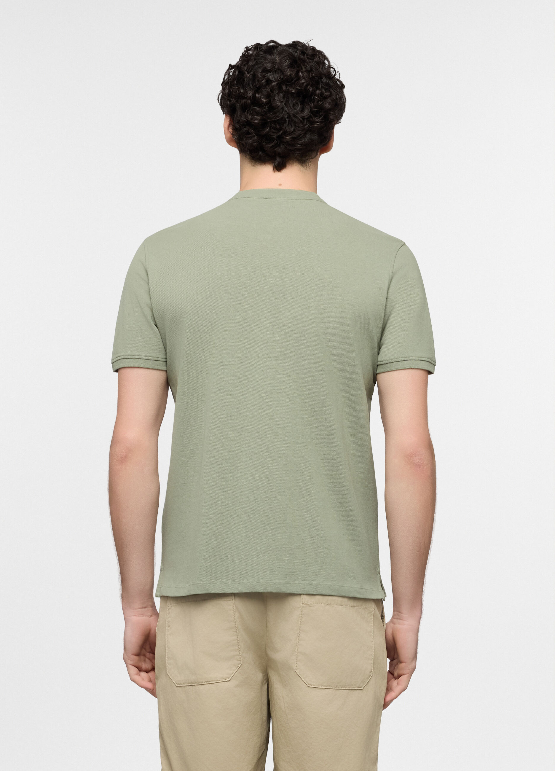 Polo a maniche corte con collo coreano uomo_1