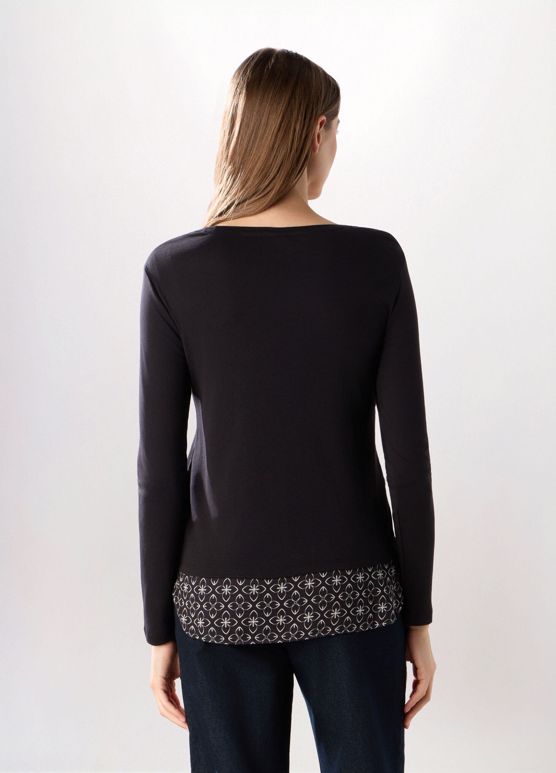 T-shirt in costina di puro cotone donna_1