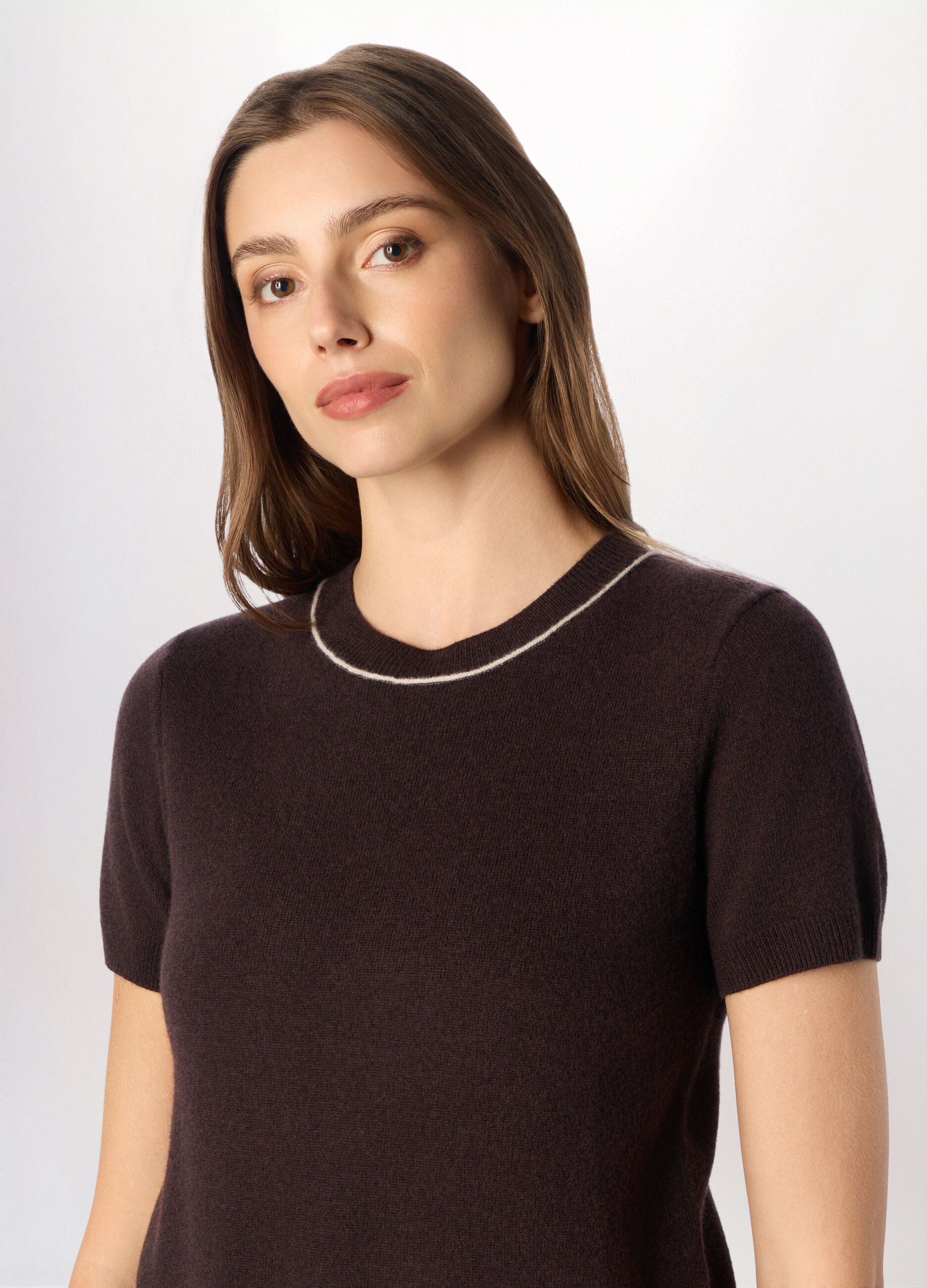 Tricot a maniche corte in pura lana donna_2