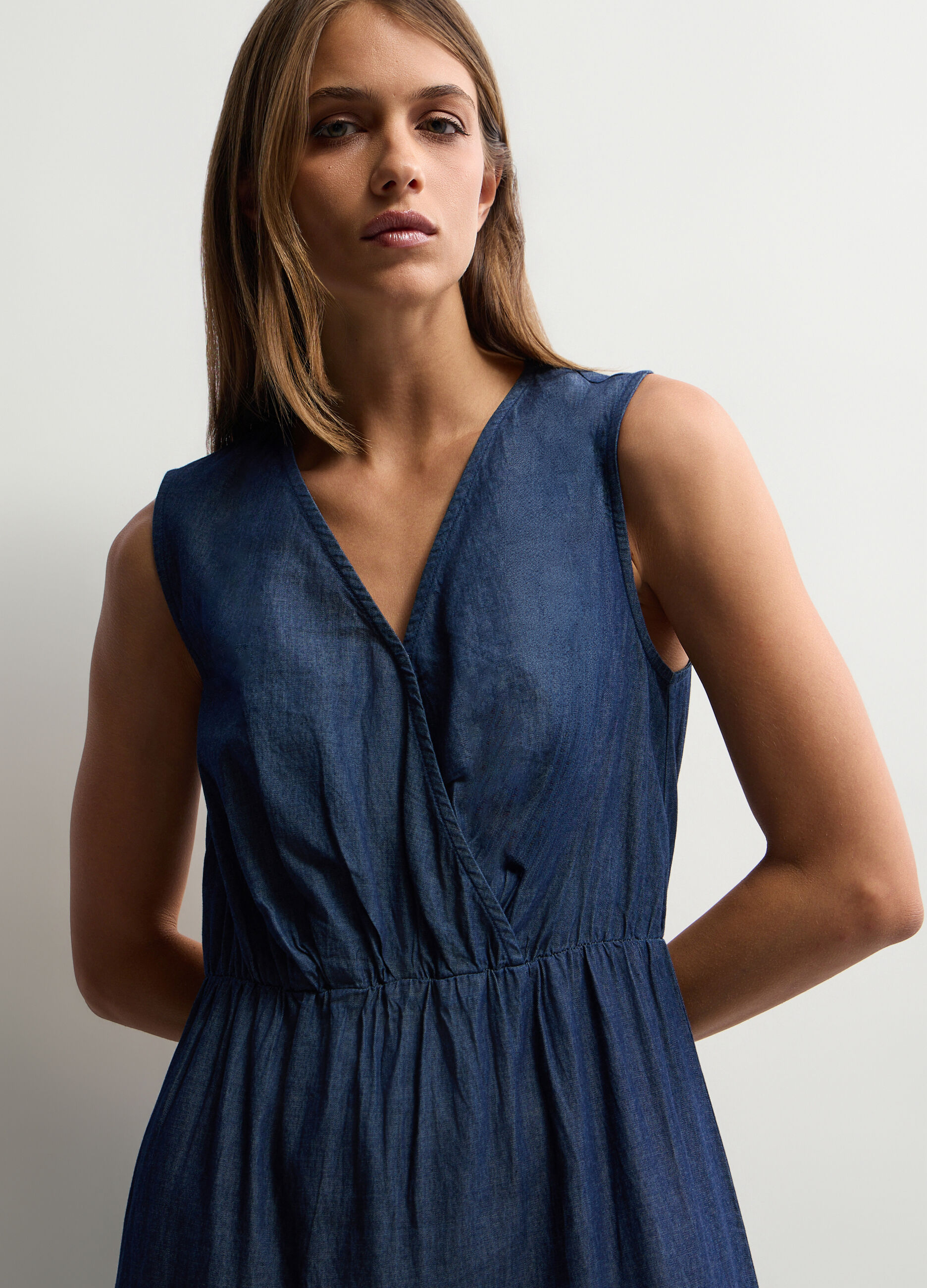 Abito lungo in chambray di puro cotone donna_2
