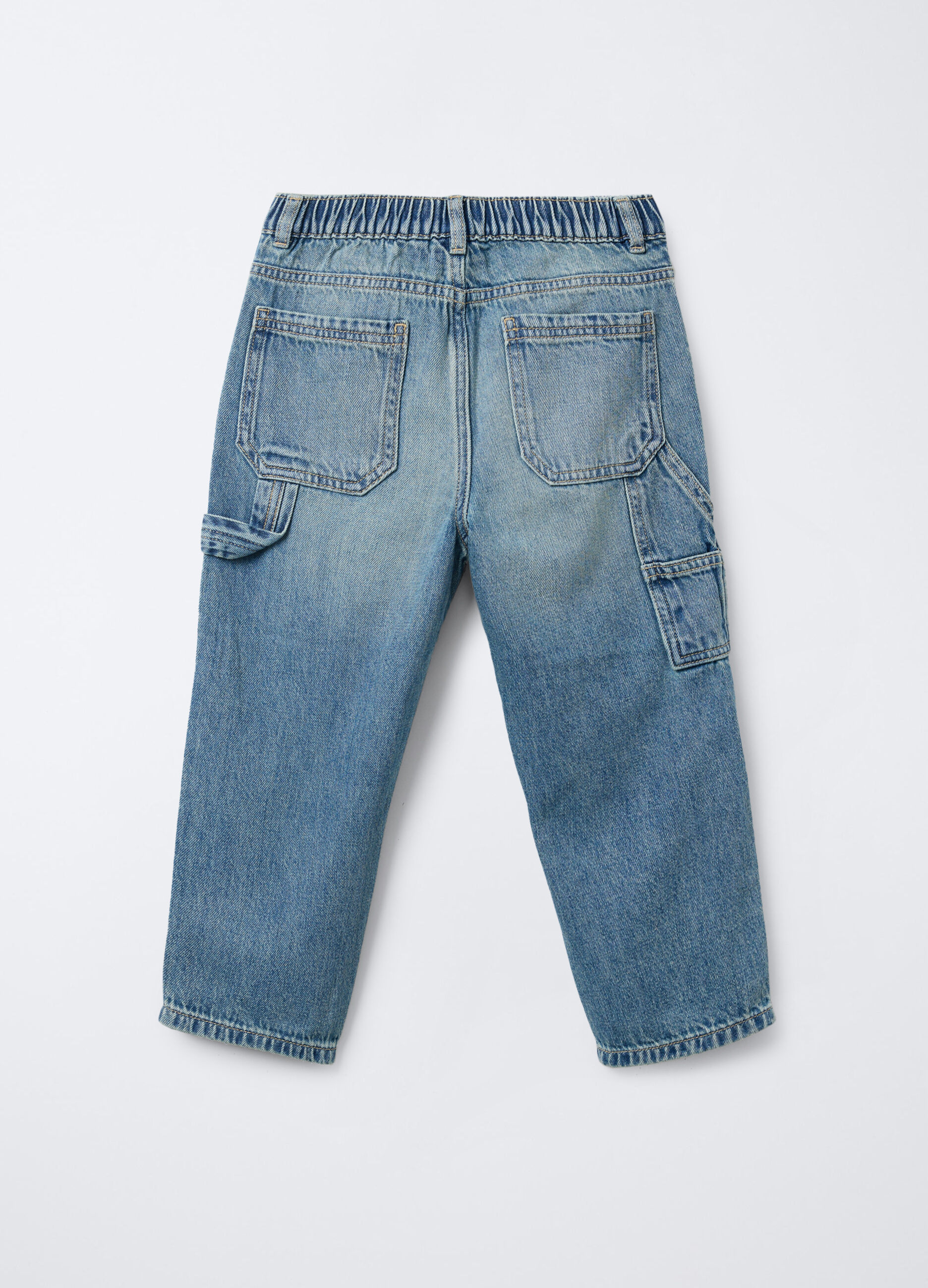 Pantaloni in denim misto cotone Straight Fit Ripped bambino_1