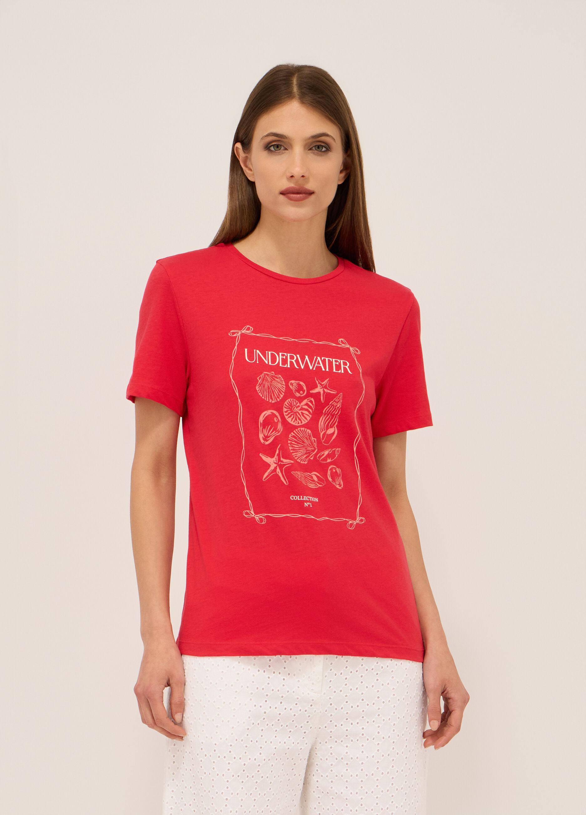 T-shirt in jersey di cotone stretch donna_0