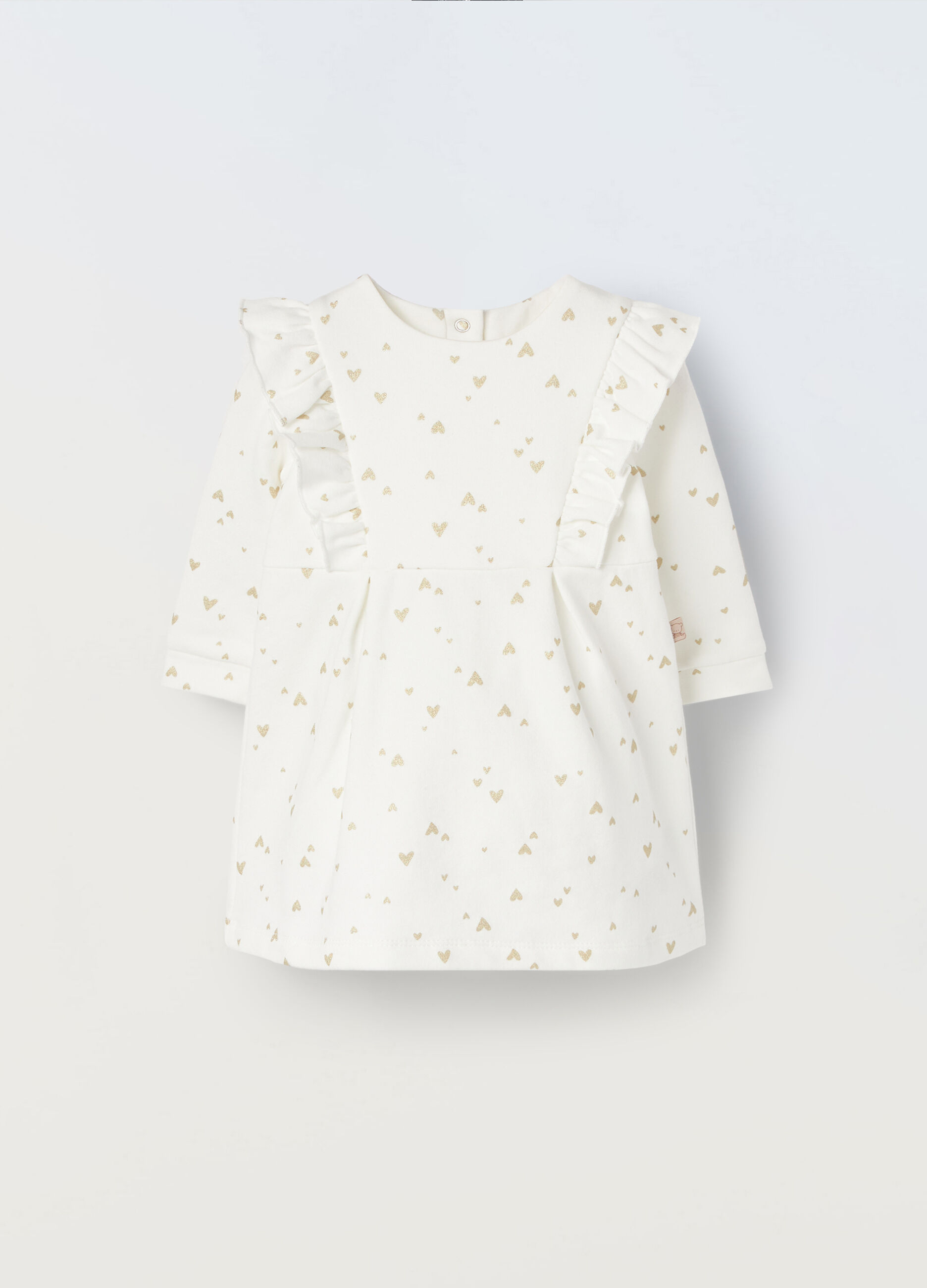 Vestito in cotone stretch con rouches neonata_0