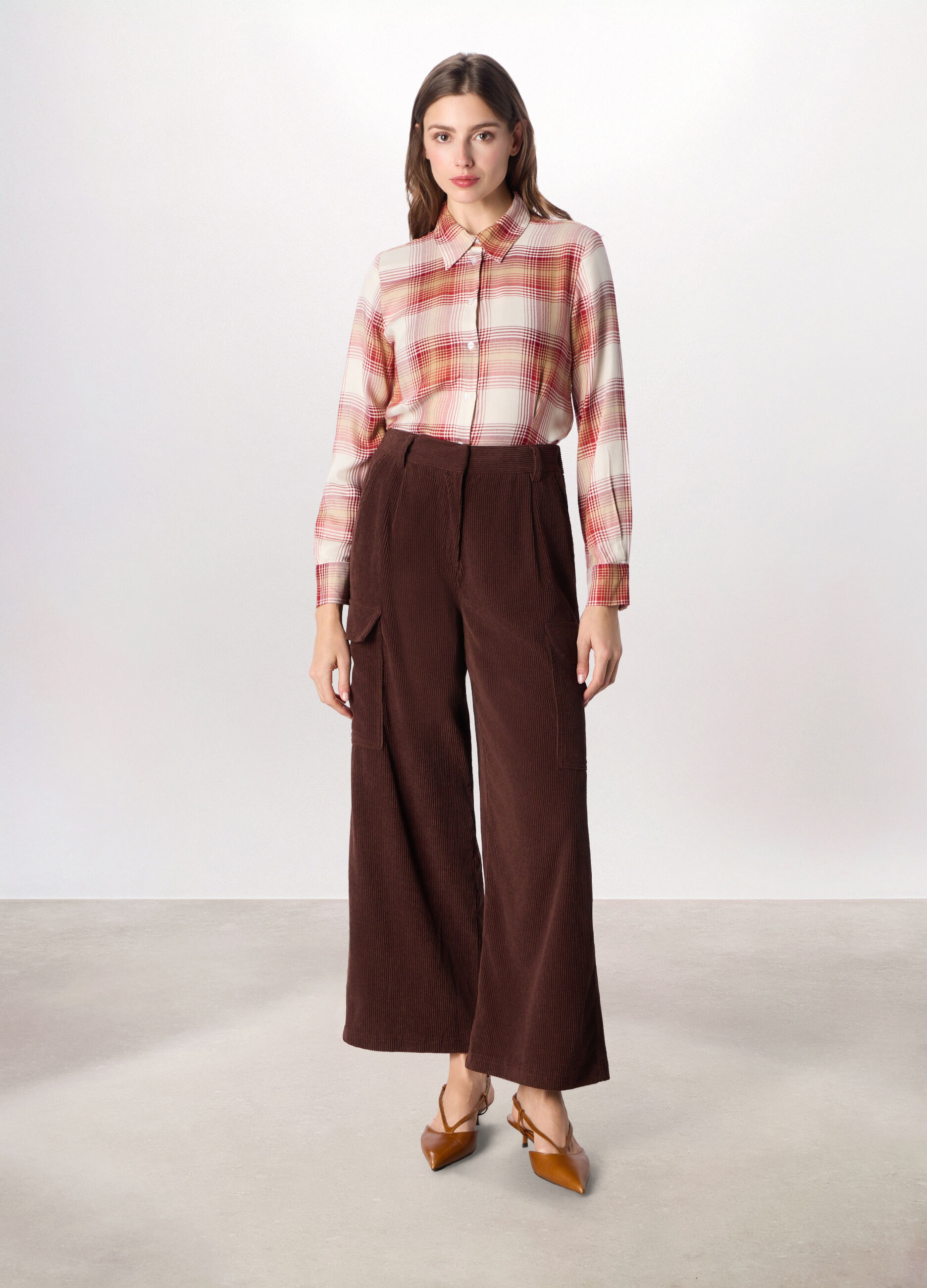 Pantalone palazzo in velluto a coste donna_0