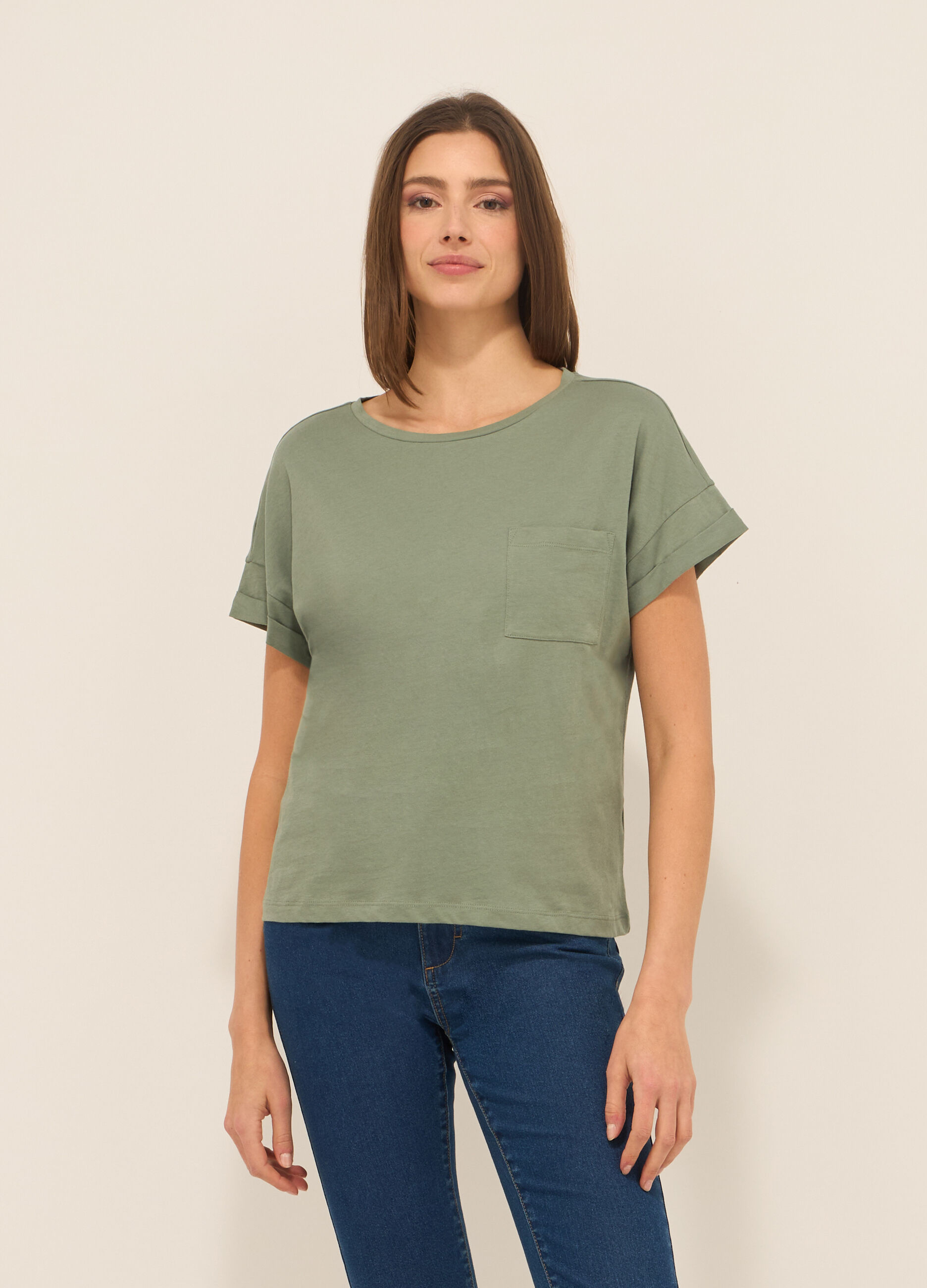 T-shirt in jersey di puro cotone donna_0