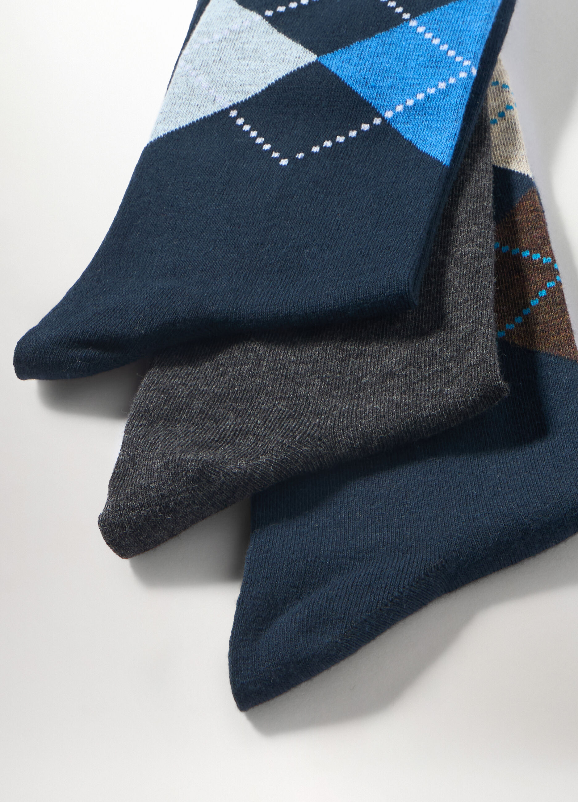 3 pack calze al ginocchio in cotone stretch fantasia uomo_1