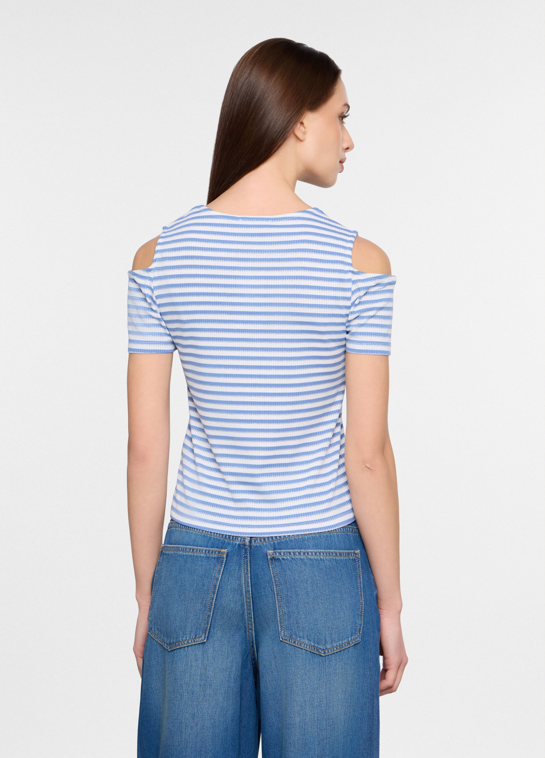 T-shirt girocollo in costina donna_1