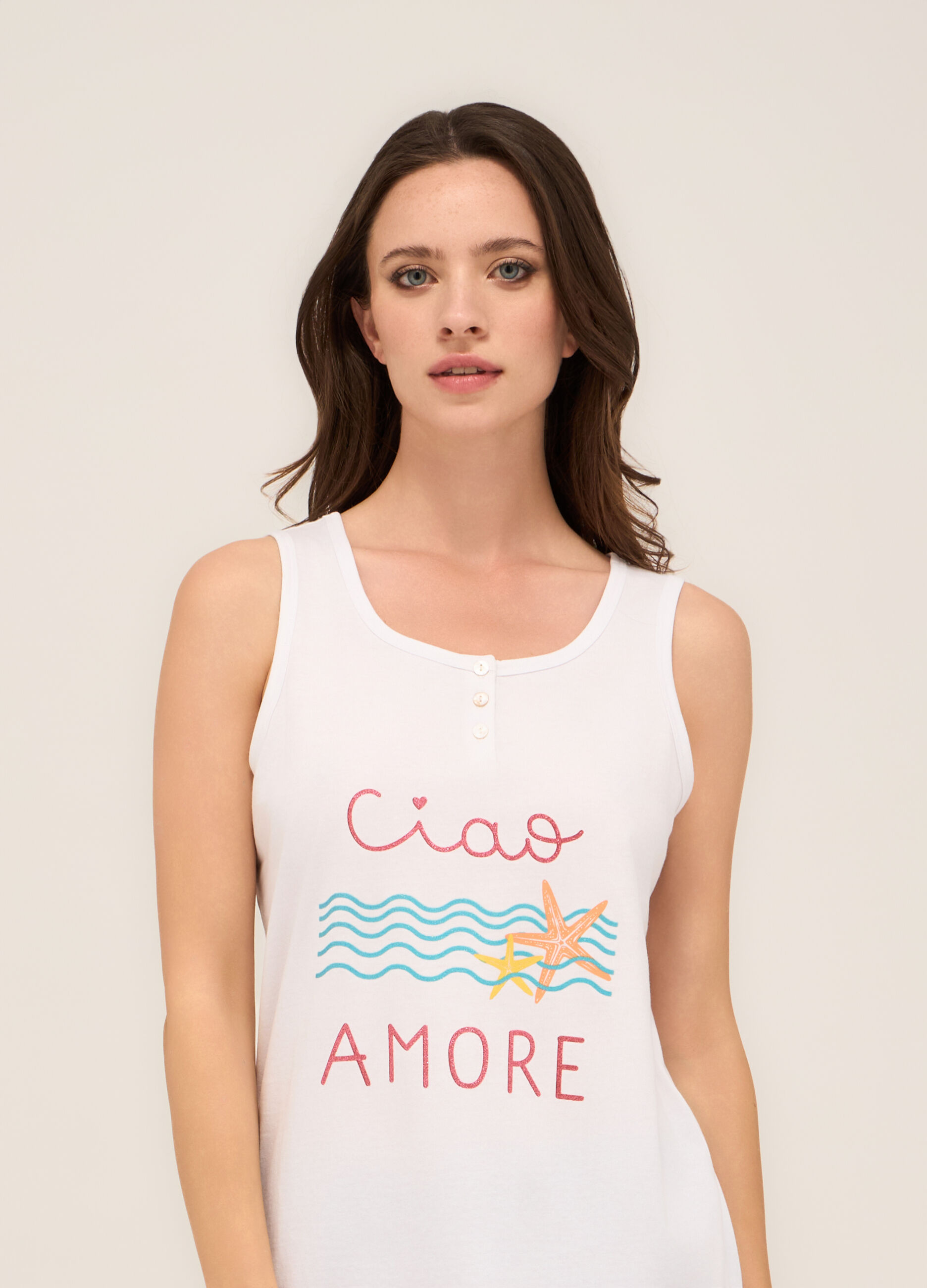 Set pigiama corto in jersey di puro cotone donna_2