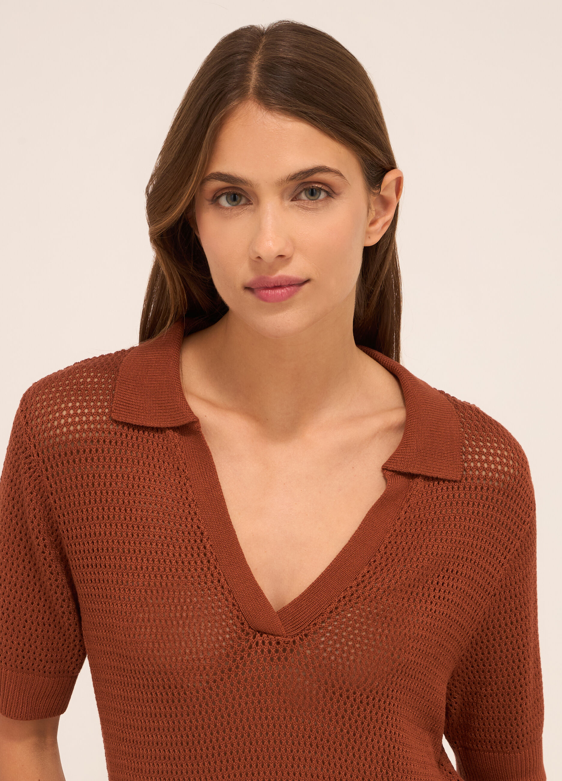 Polo in tricot traforata donna_2