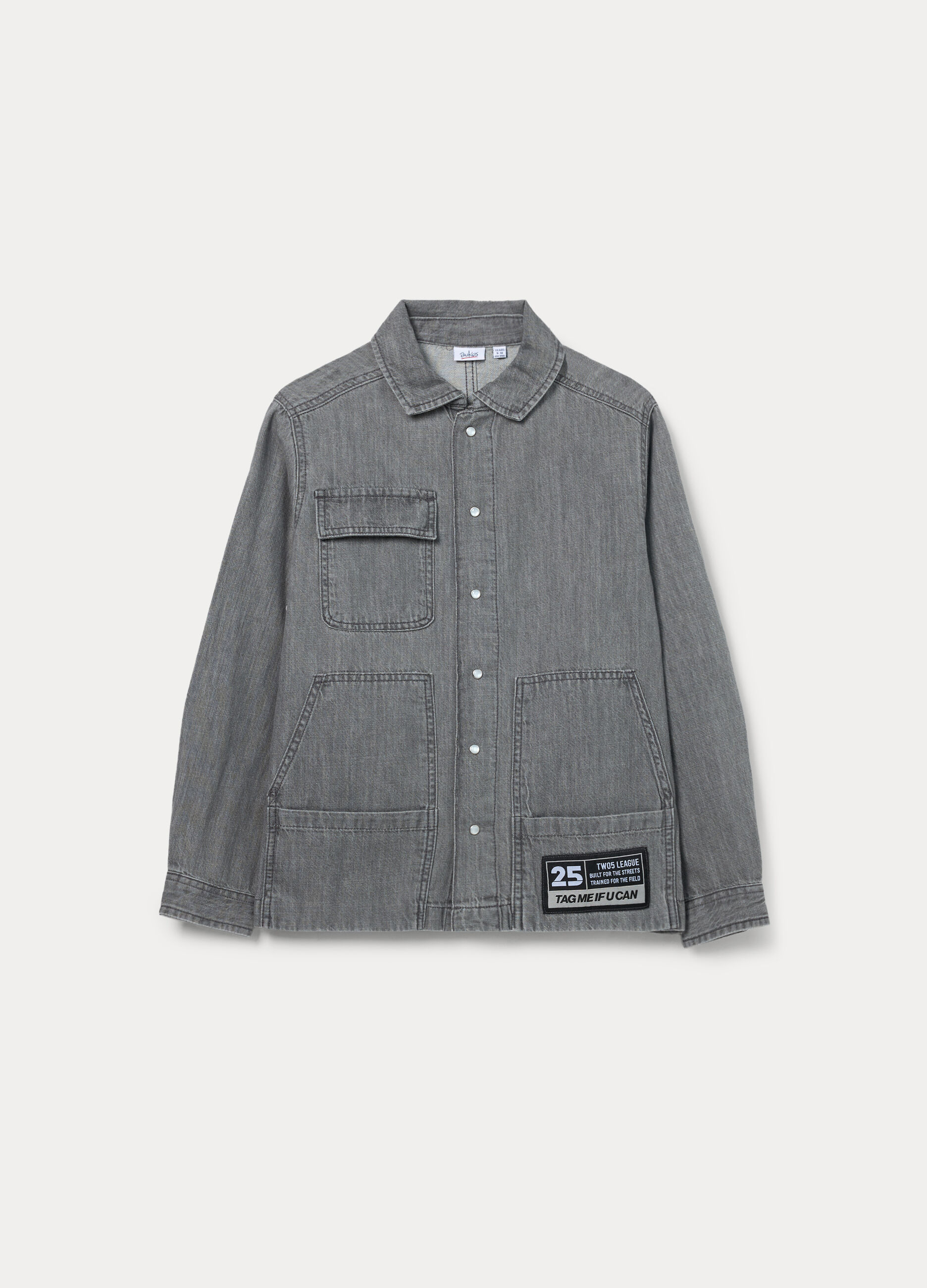 Camicia in denim di puro cotone ragazzo_0