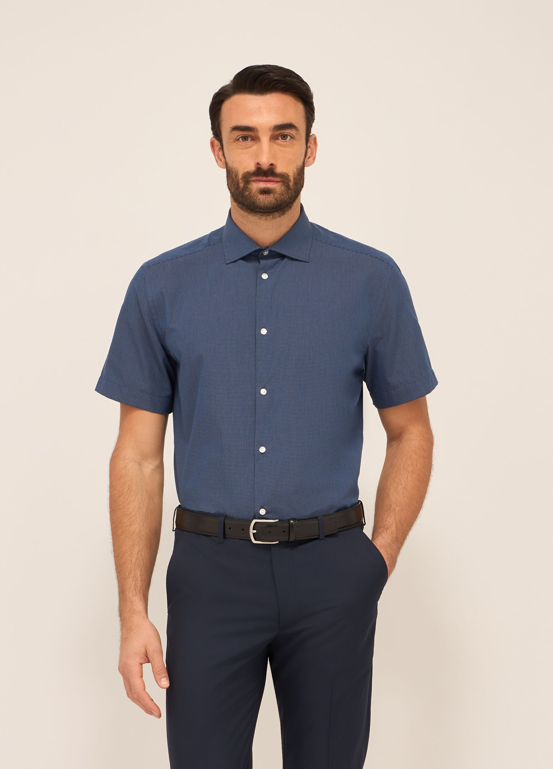 Camicia a maniche corte a quadretti uomo
