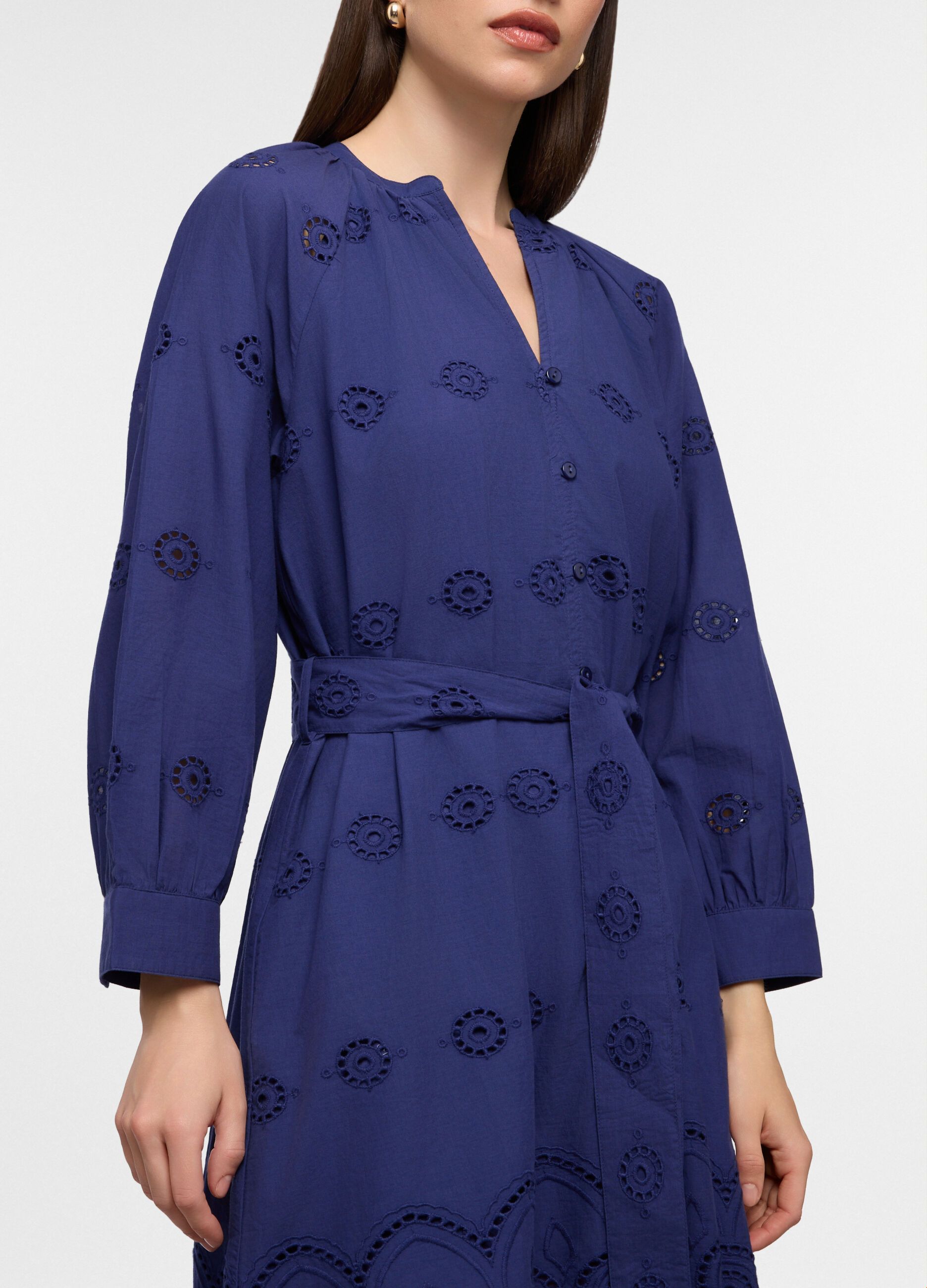 Abito corto fitted in puro cotone donna_2