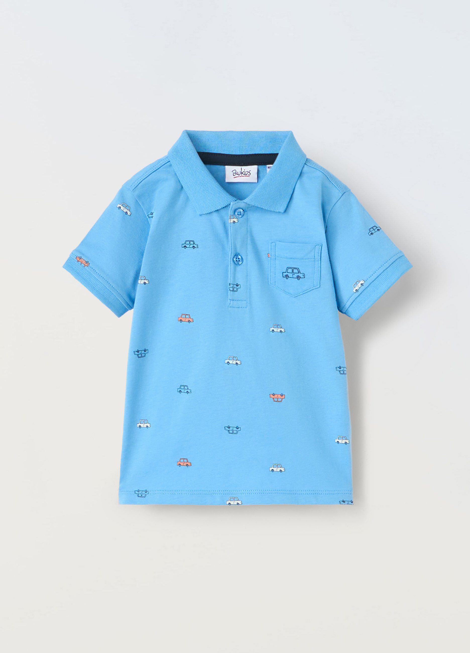 Polo in puro cotone con stampa neonato_0