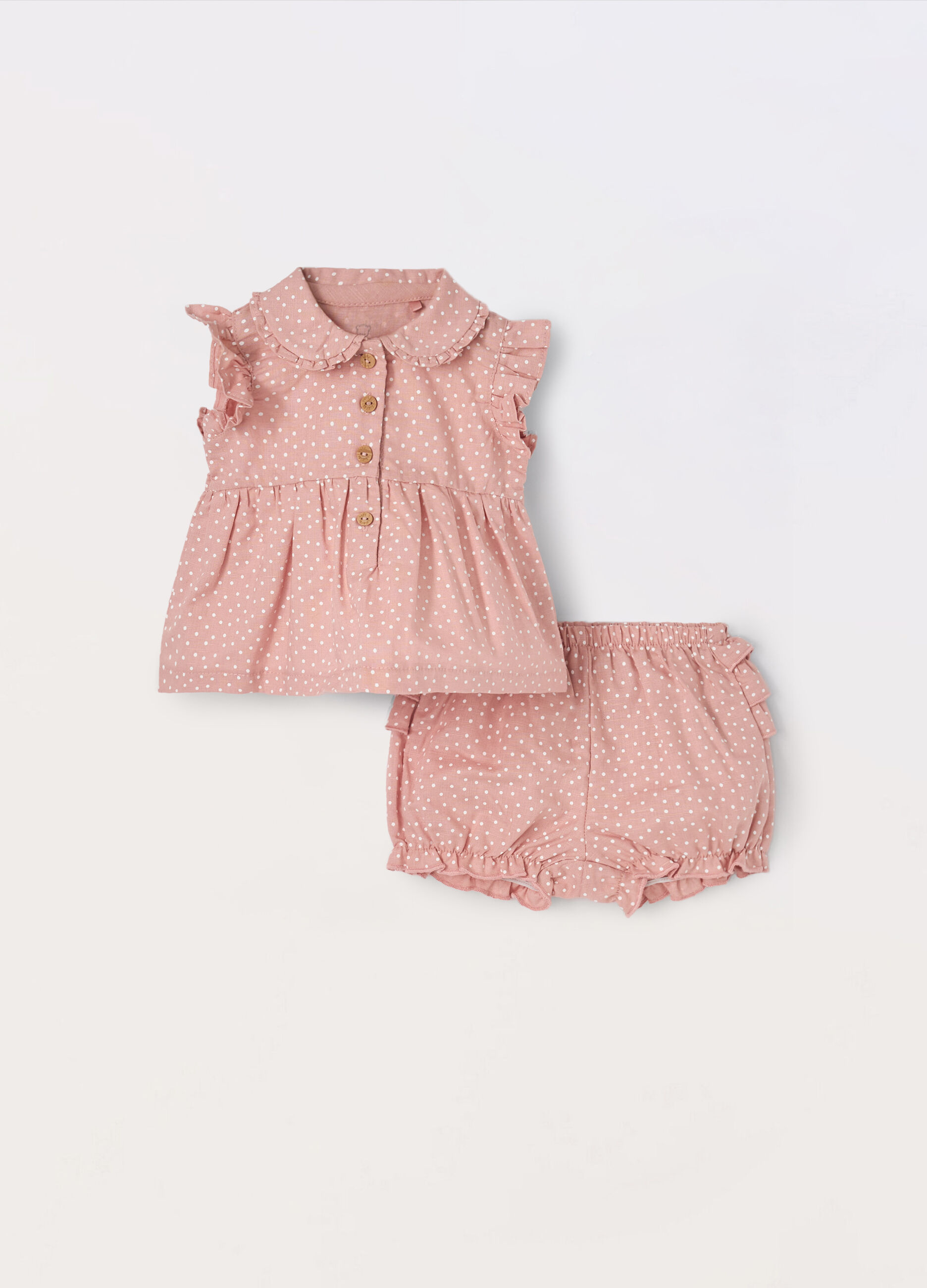Set vestito + culotte in misto lino neonata_0