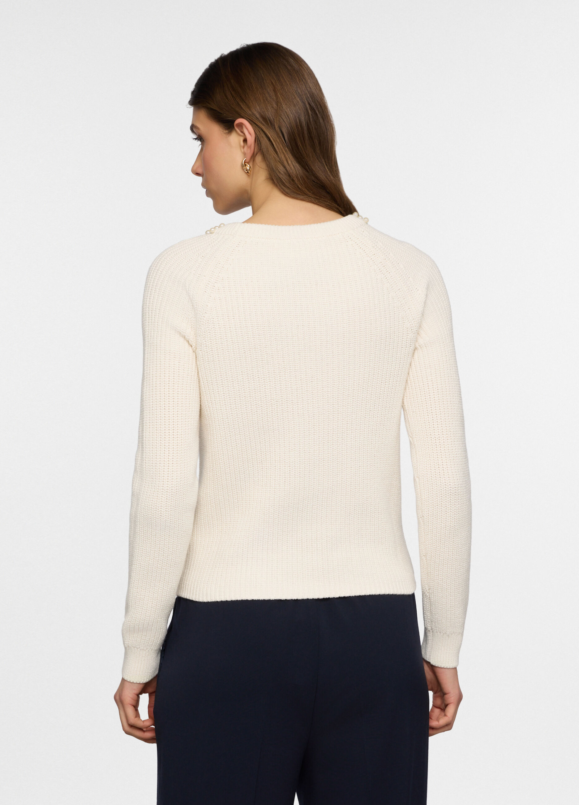 Pullover girocollo in costina donna_1
