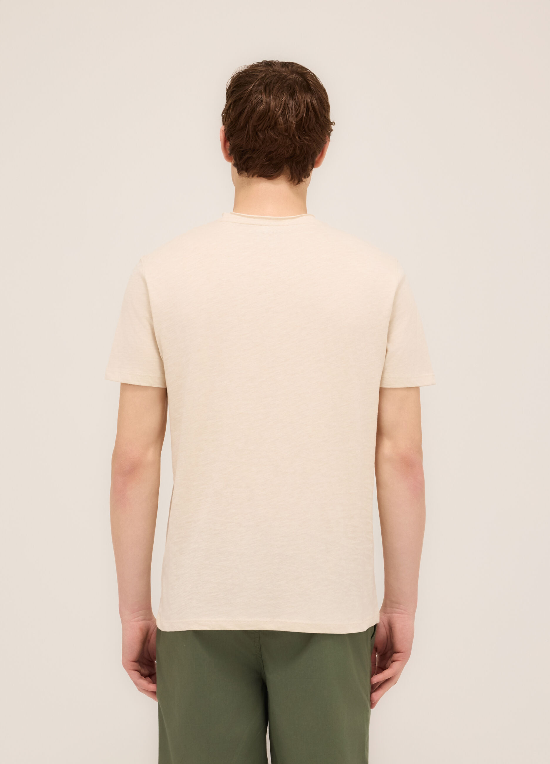 T-shirt girocollo in cotone fiammato uomo_1